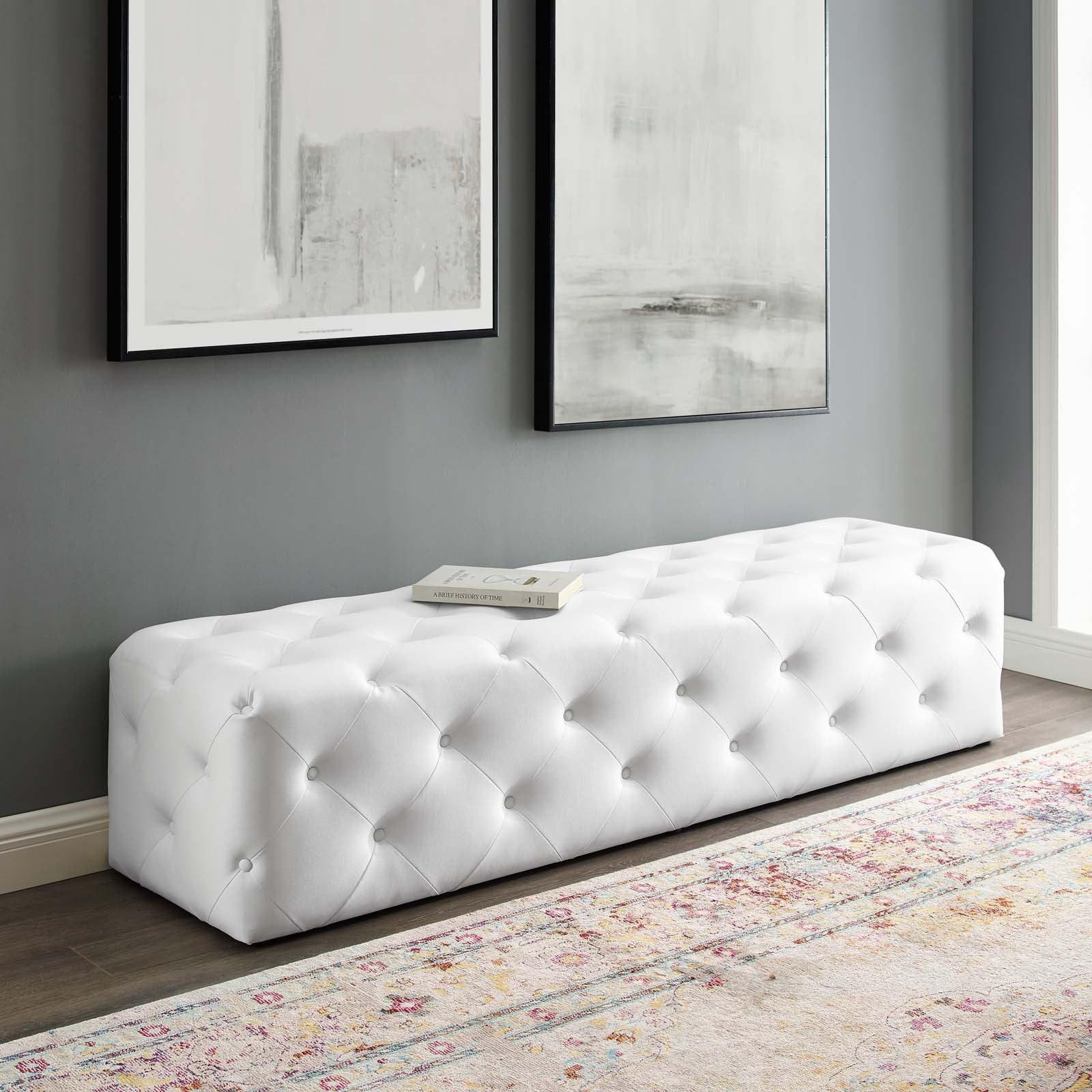 Faux leather clearance entryway bench