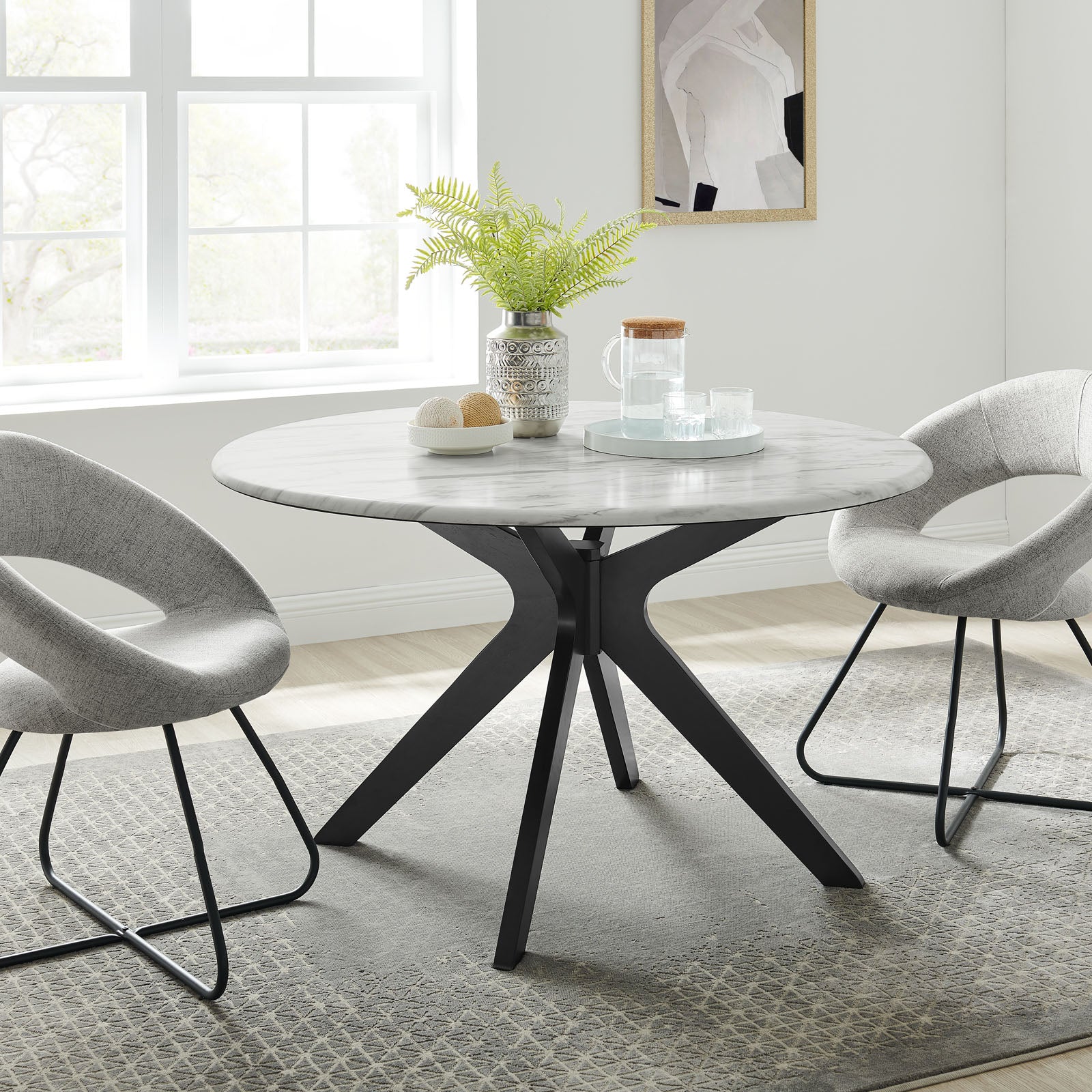 Faux marble dining online table round