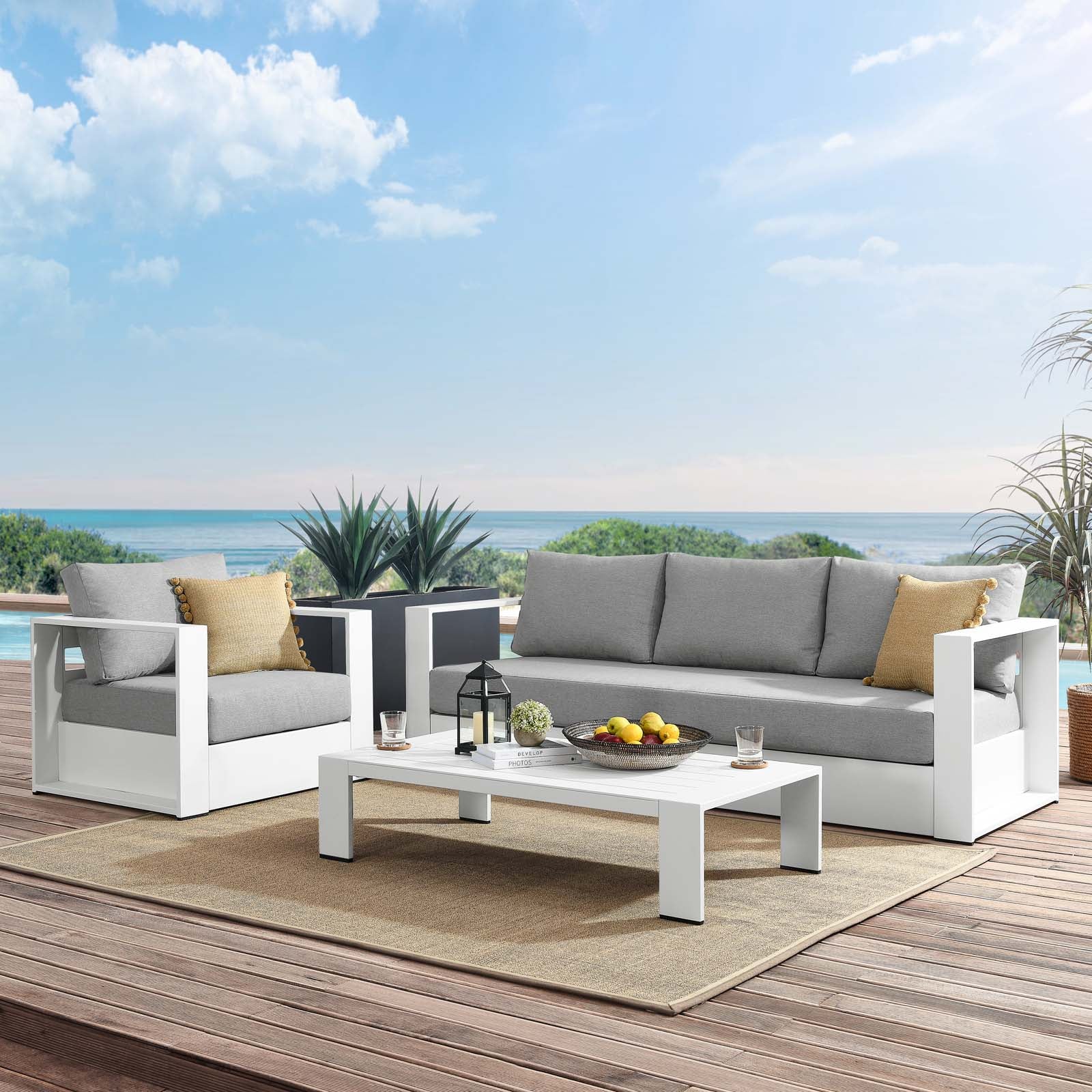 Tahoe Outdoor Patio Powder-Coated Aluminum 3-Piece Set - East Shore Modern Home Furnishings