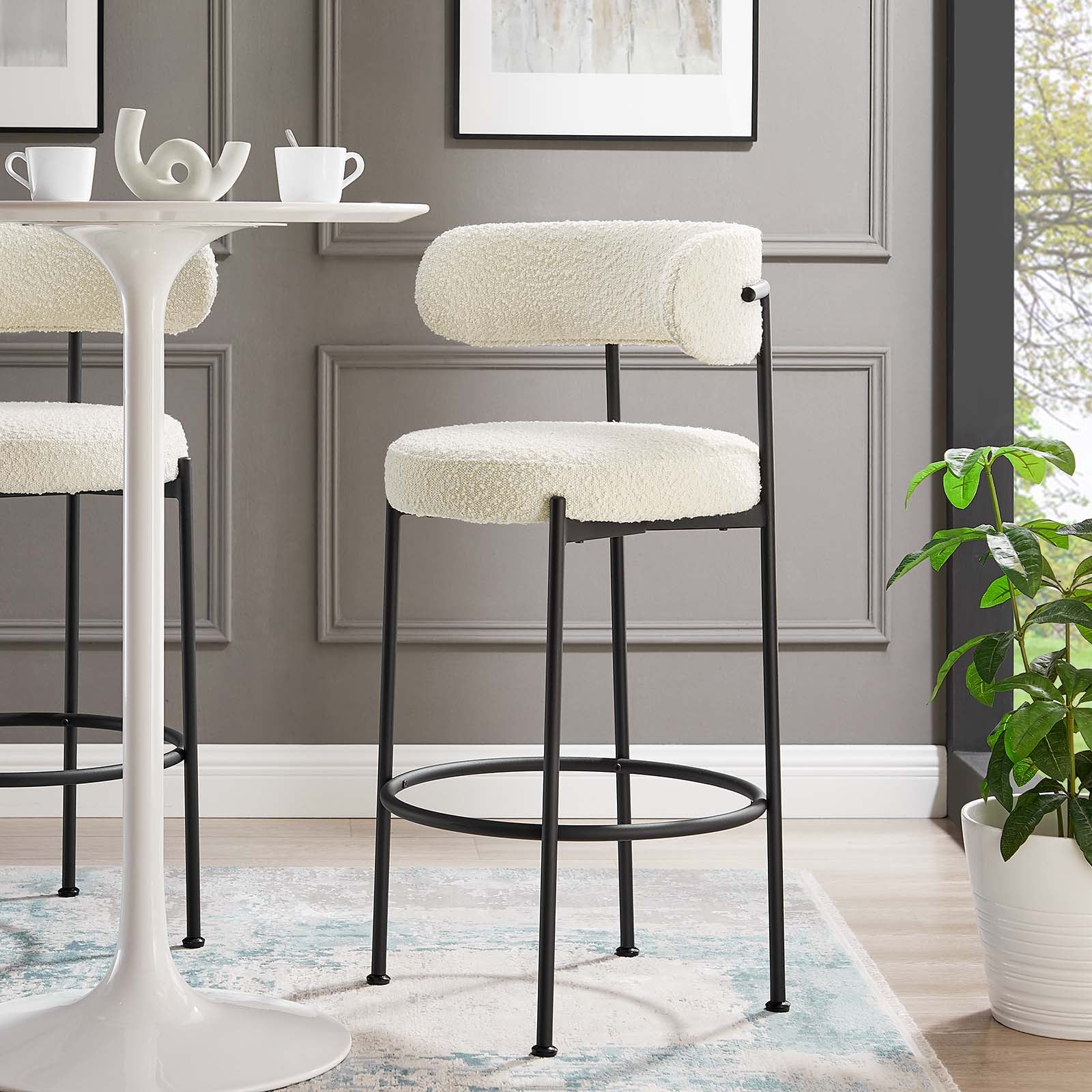 Albie Boucle Fabric Bar Stools Set of 2