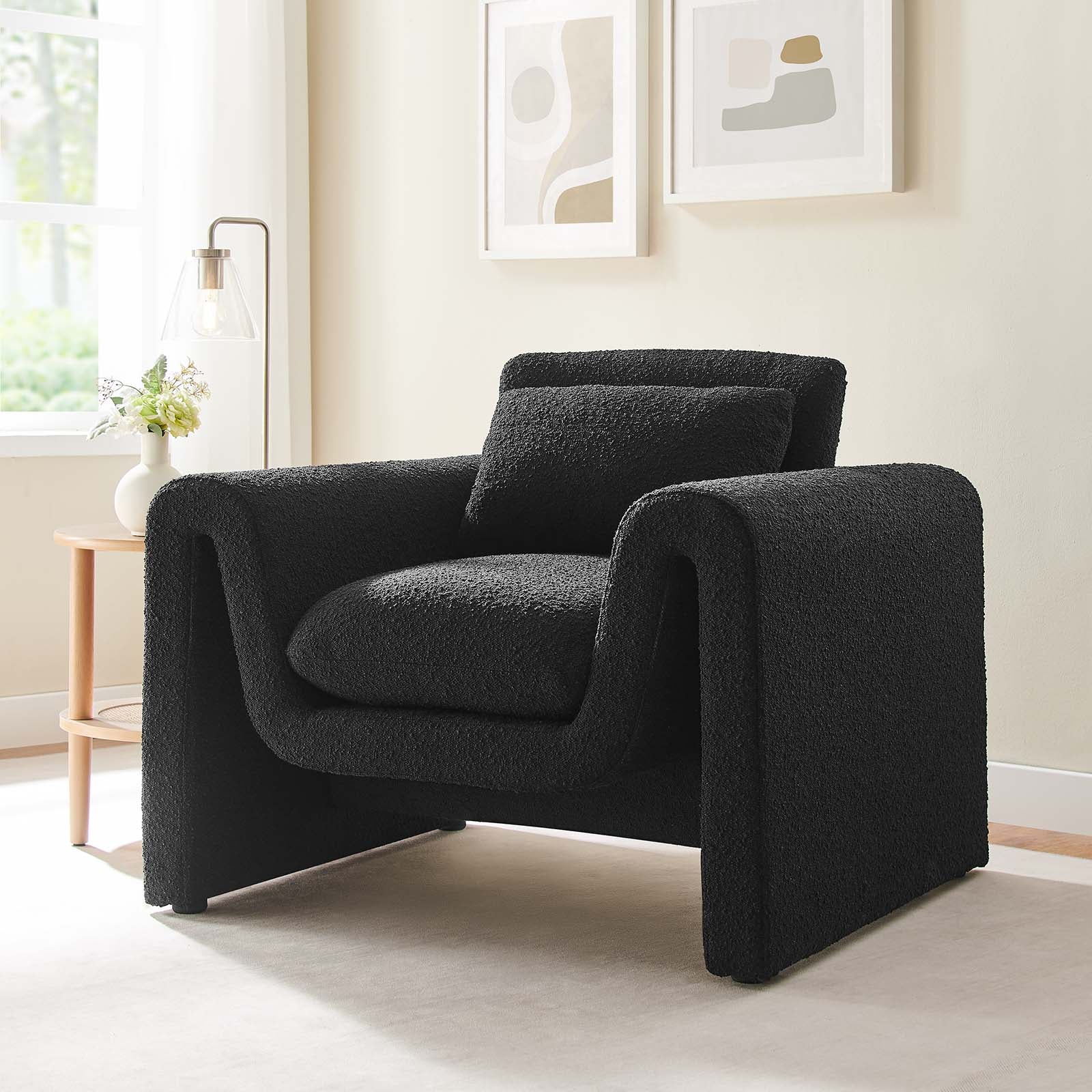 Waverly Boucle Upholstered Armchair - East Shore Modern Home Furnishings