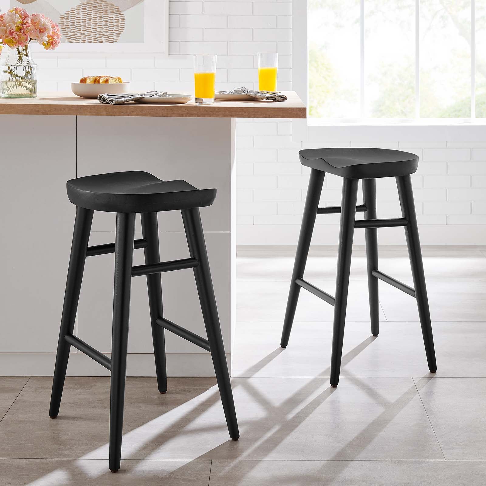 Saville Backless Wood Counter Stools - Set of 2