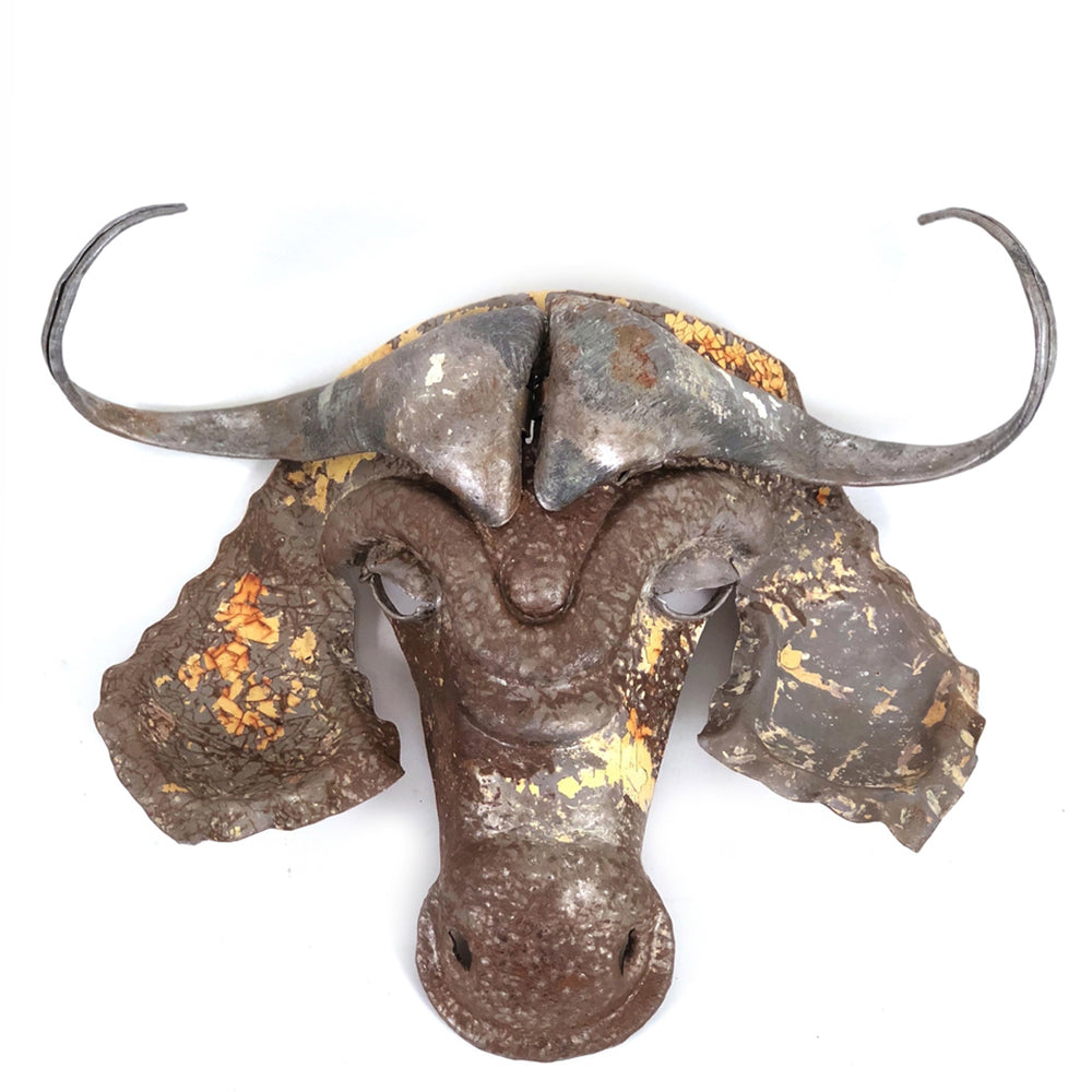 Buffalo Animal Mask - Recycled Metal Wall Art