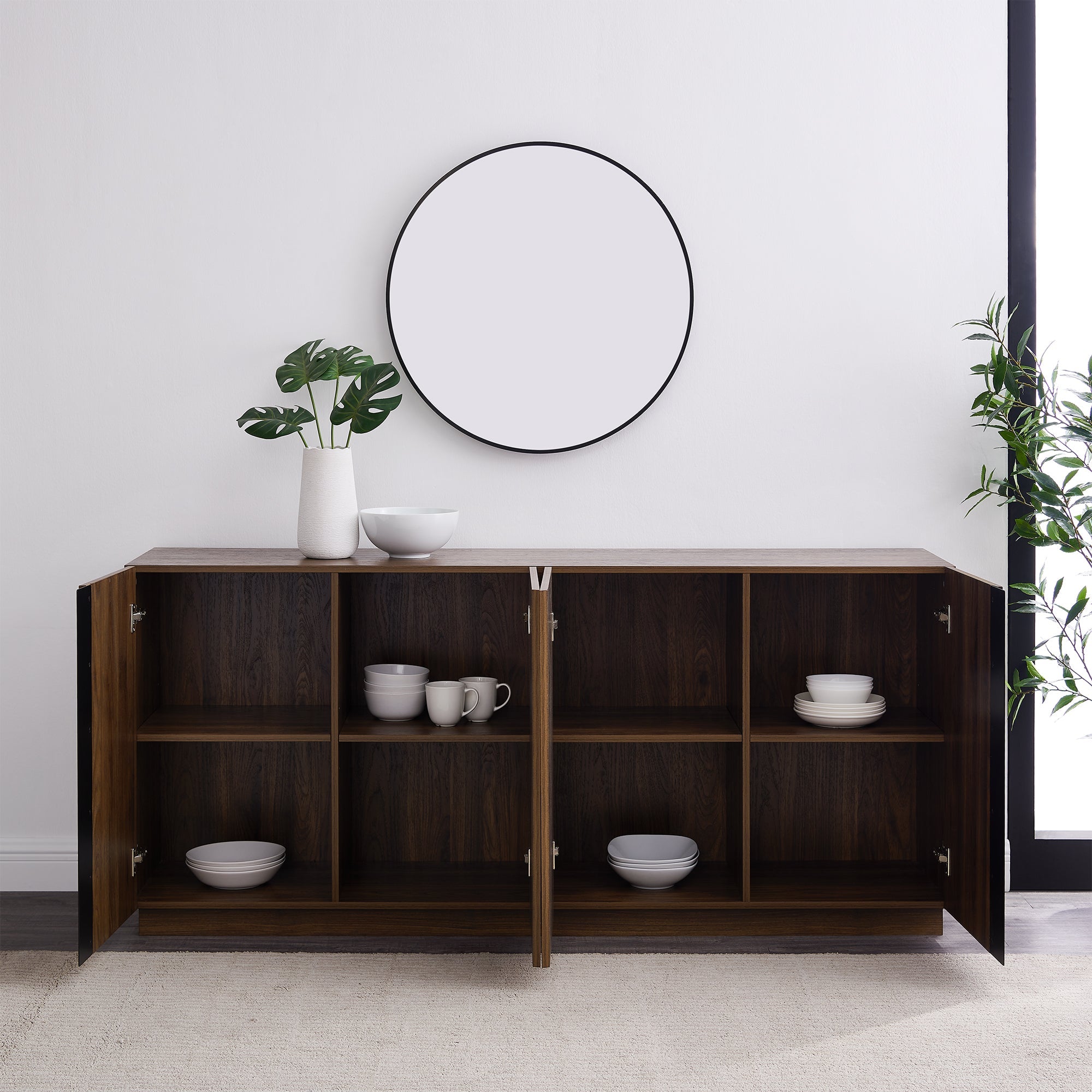 Contemporary Minimalist 4-Door Sideboard