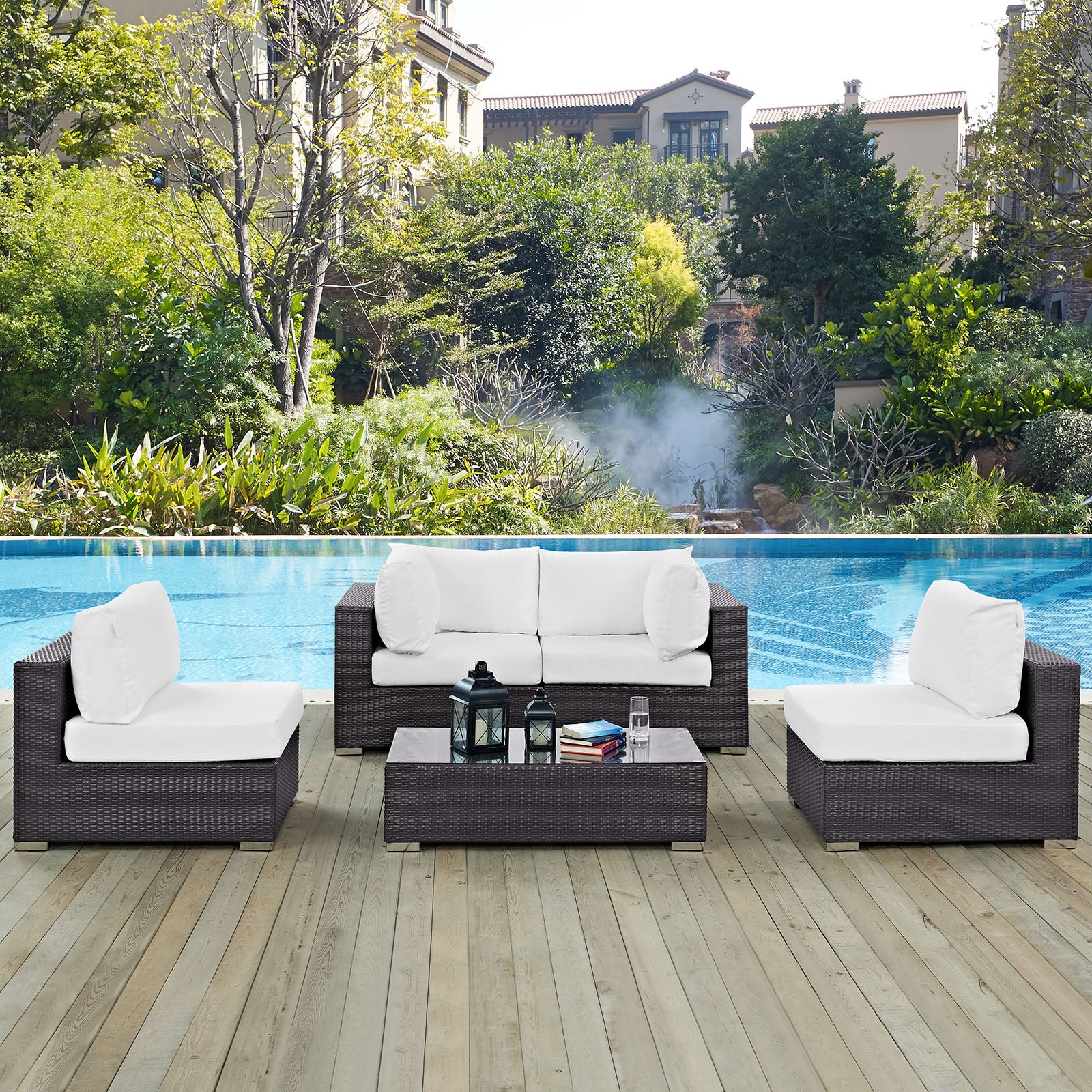 Convene 5 Piece Outdoor Patio Sectional Set - East Shore Modern Home Furnishings