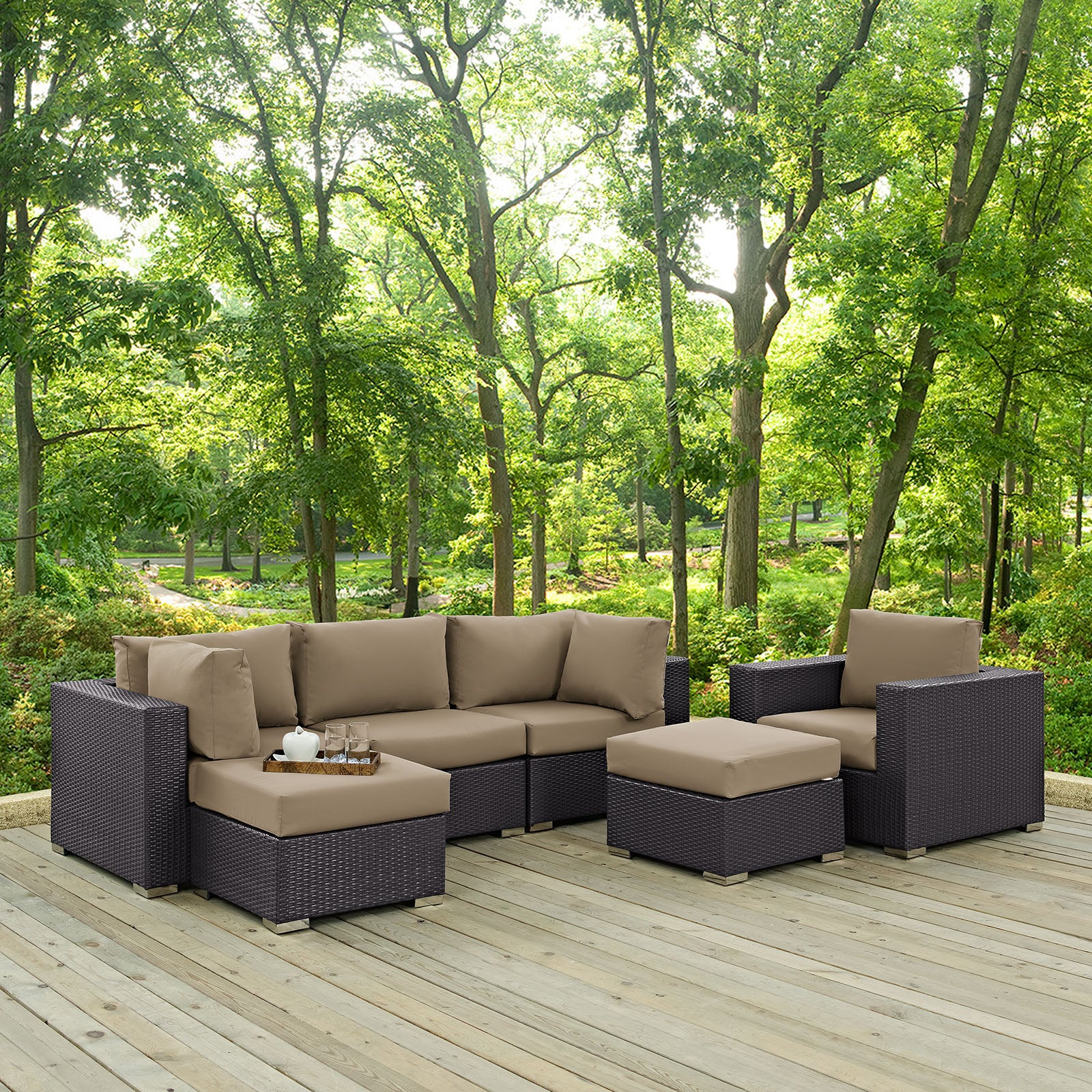 Convene 6 Piece Outdoor Patio Sectional Set - East Shore Modern Home Furnishings