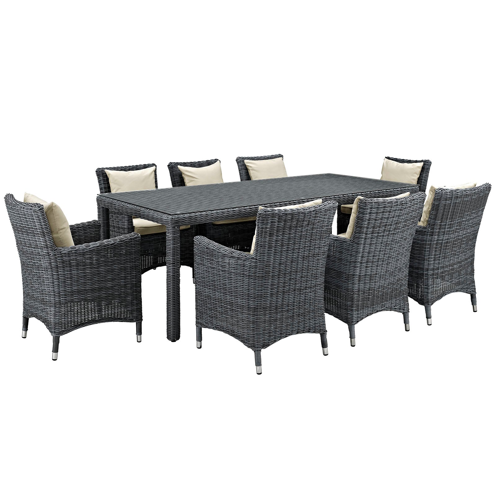 Summon 9 Piece Outdoor Patio Sunbrella® Dining Set - East Shore Modern Home Furnishings