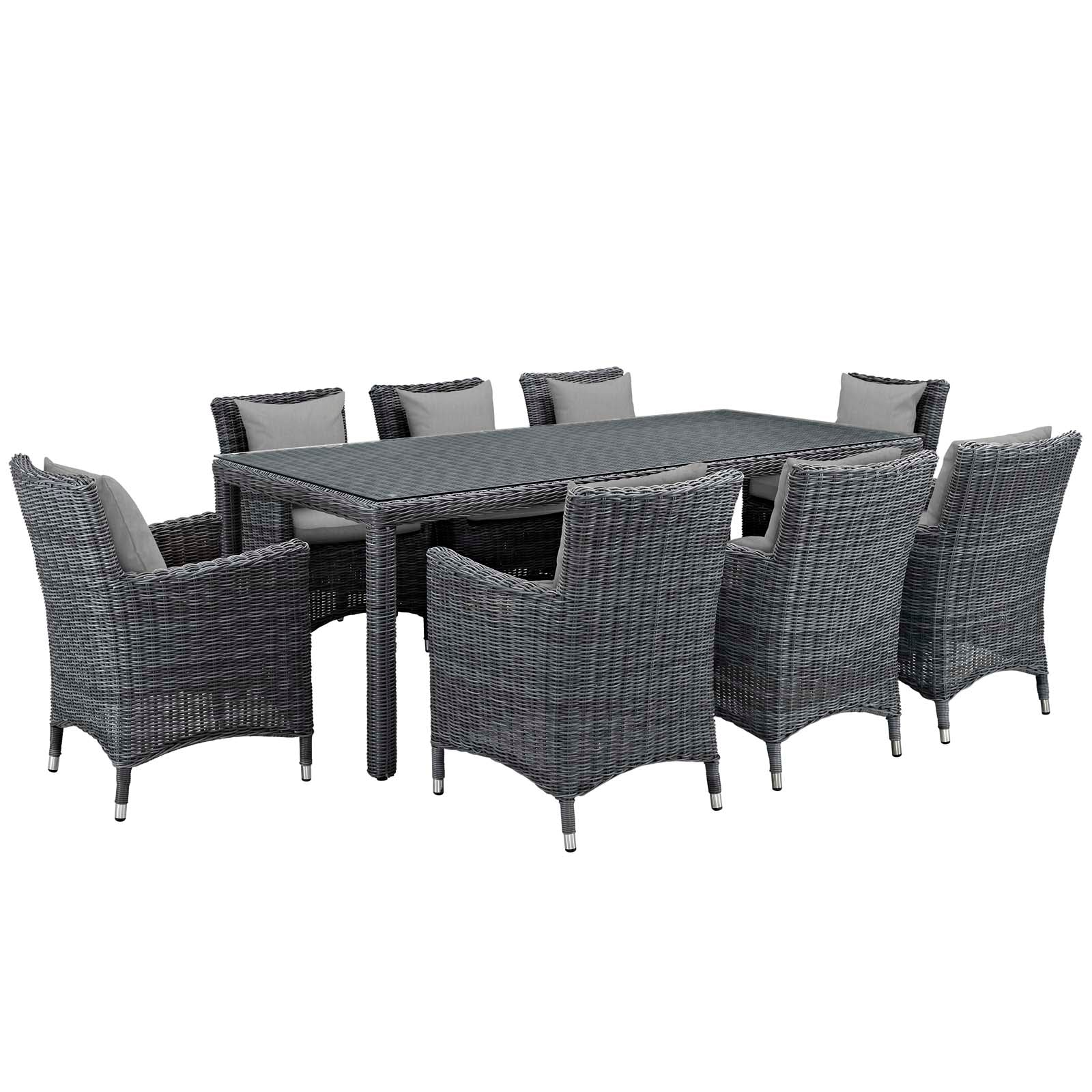 Summon 9 Piece Outdoor Patio Sunbrella® Dining Set - East Shore Modern Home Furnishings