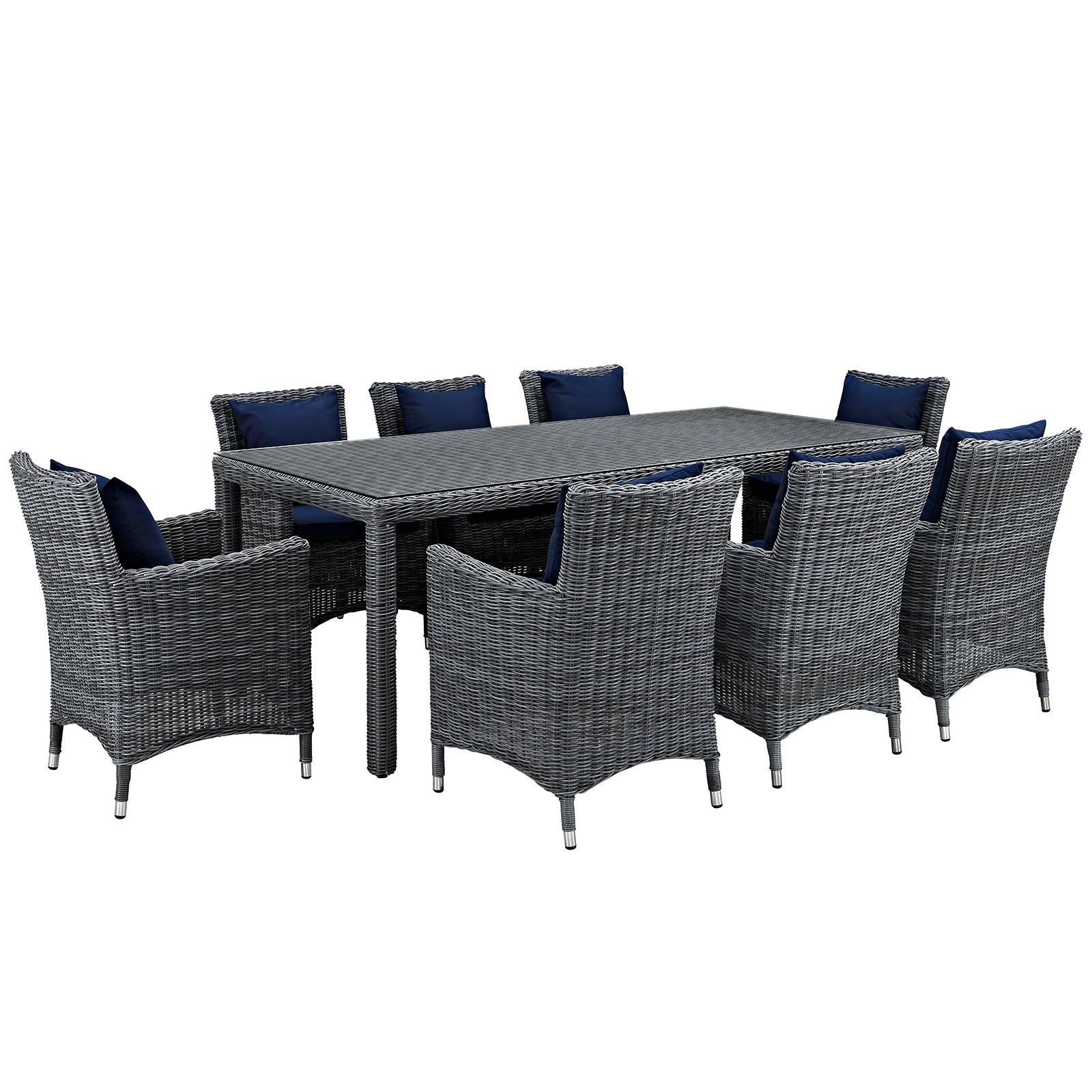 Summon 9 Piece Outdoor Patio Sunbrella® Dining Set - East Shore Modern Home Furnishings