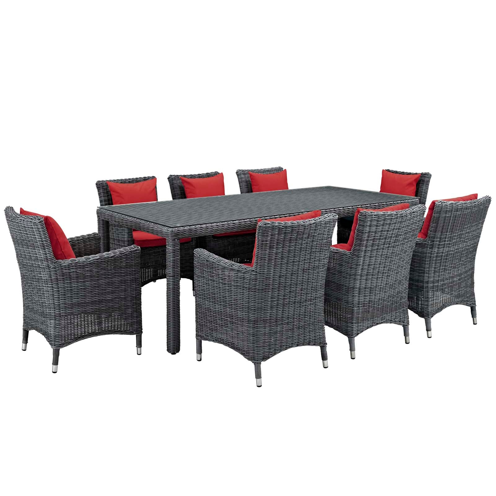 Summon 9 Piece Outdoor Patio Sunbrella® Dining Set - East Shore Modern Home Furnishings