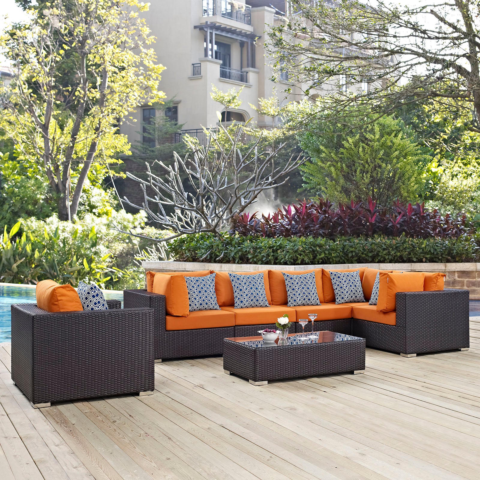 Convene 7 Piece Outdoor Patio Sectional Set - East Shore Modern Home Furnishings