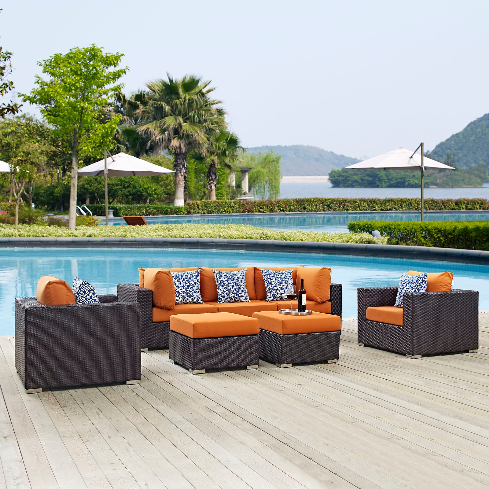 Convene 7 Piece Outdoor Patio Sectional Set - East Shore Modern Home Furnishings