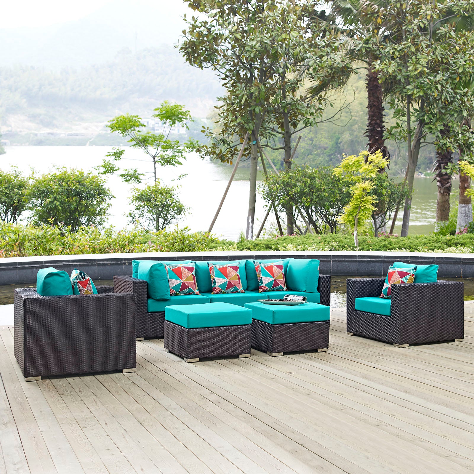 Convene 7 Piece Outdoor Patio Sectional Set - East Shore Modern Home Furnishings