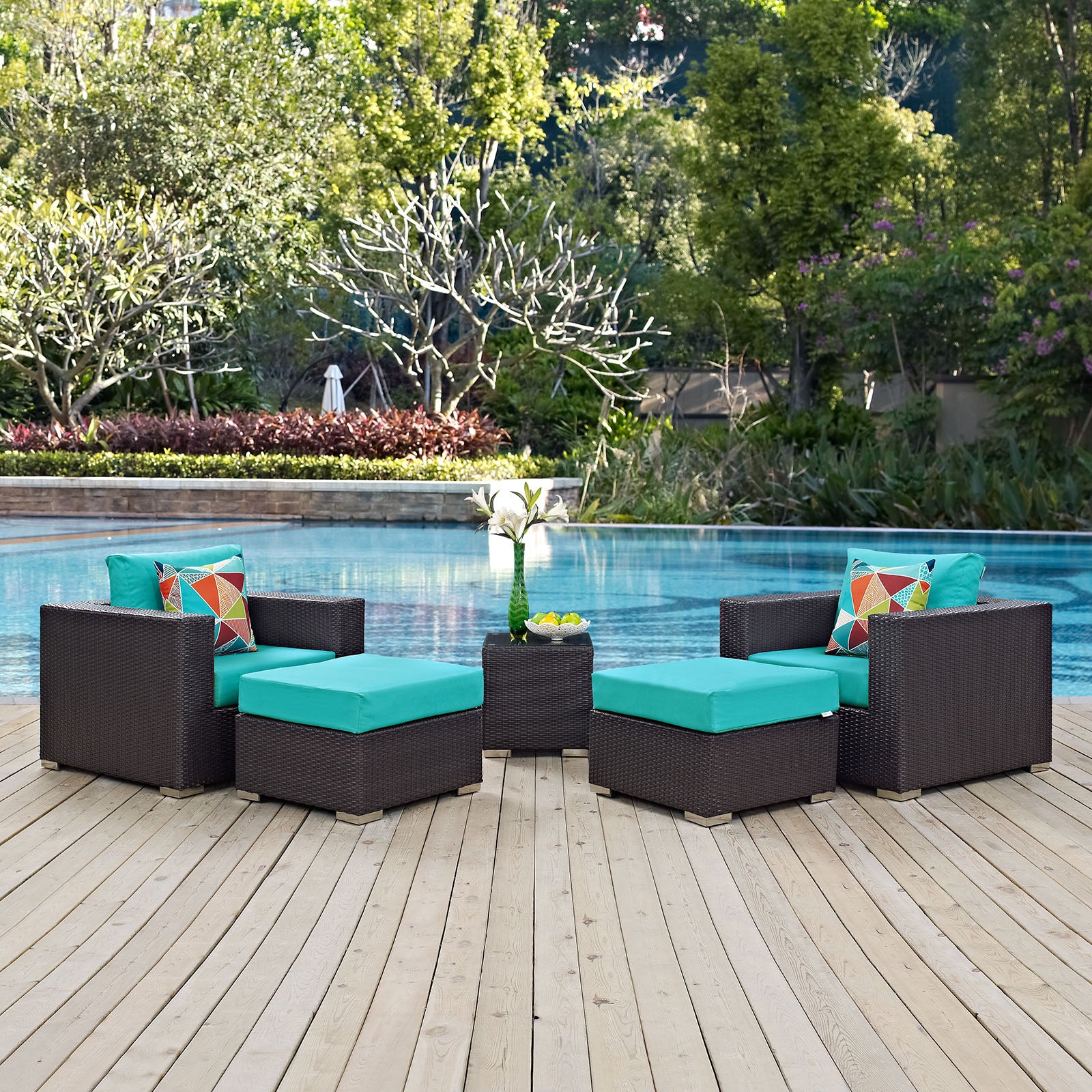 Convene 5 Piece Outdoor Patio Sectional Set - East Shore Modern Home Furnishings