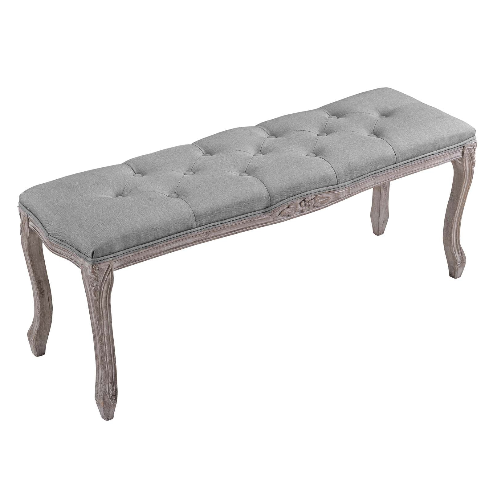 Regal Vintage French Upholstered Fabric Bench - East Shore Modern Home Furnishings