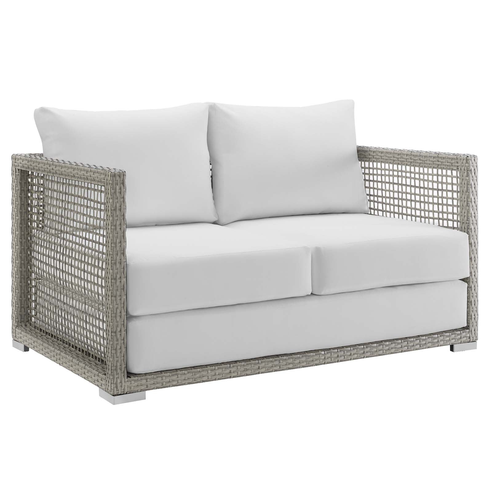 Aura Outdoor Patio Wicker Rattan Loveseat East Shore Modern