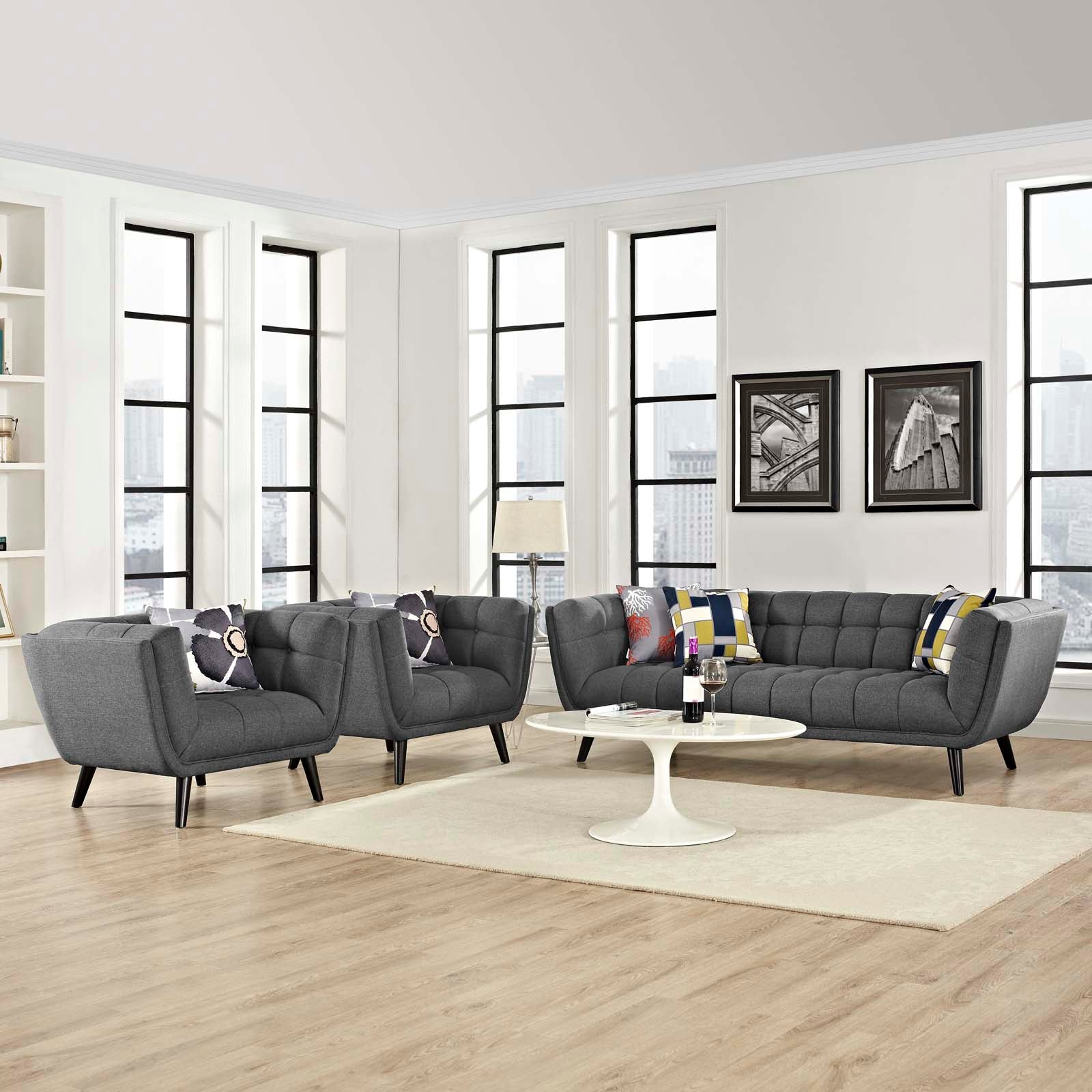 Bestow 3 Piece Upholstered Fabric Sofa and Armchair Set - East Shore Modern Home Furnishings