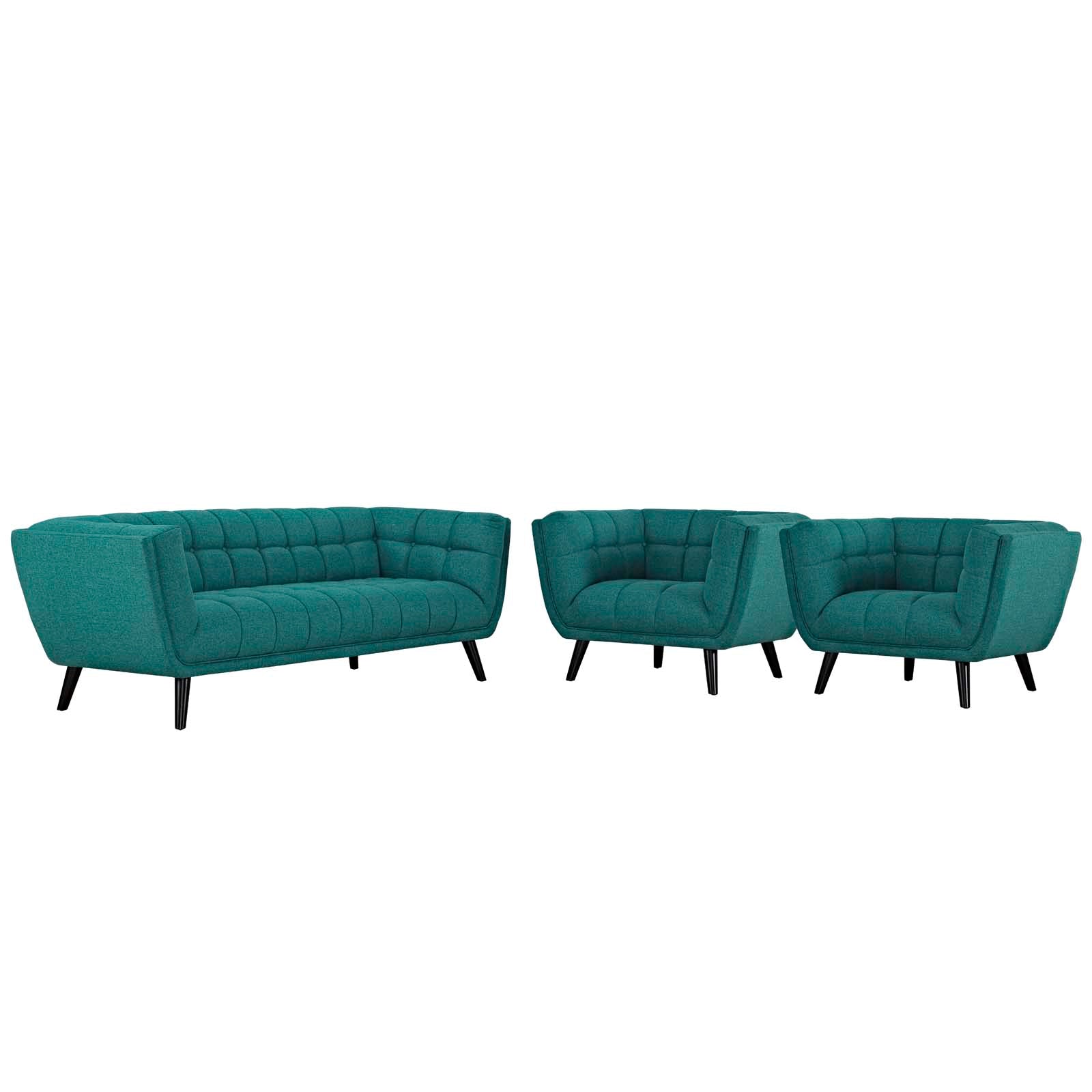 Bestow 3 Piece Upholstered Fabric Sofa and Armchair Set - East Shore Modern Home Furnishings