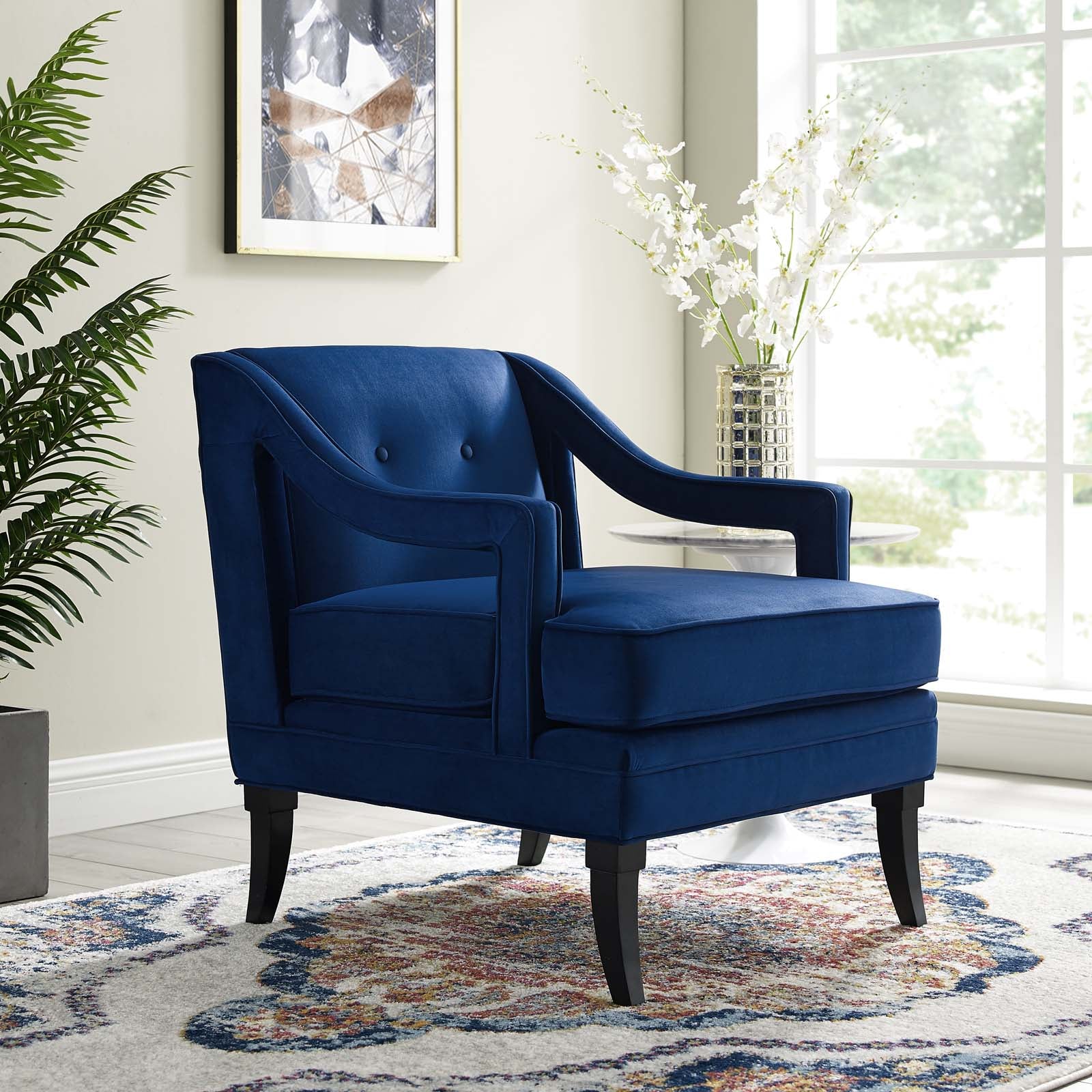 Concur Button Tufted Performance Velvet Armchair - East Shore Modern Home Furnishings