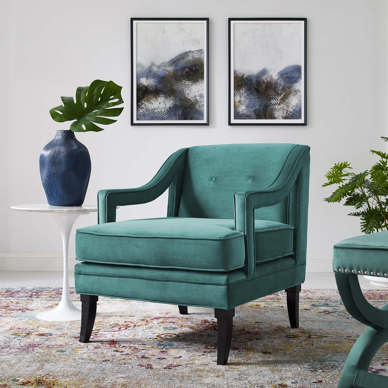 Concur Button Tufted Performance Velvet Armchair - East Shore Modern Home Furnishings