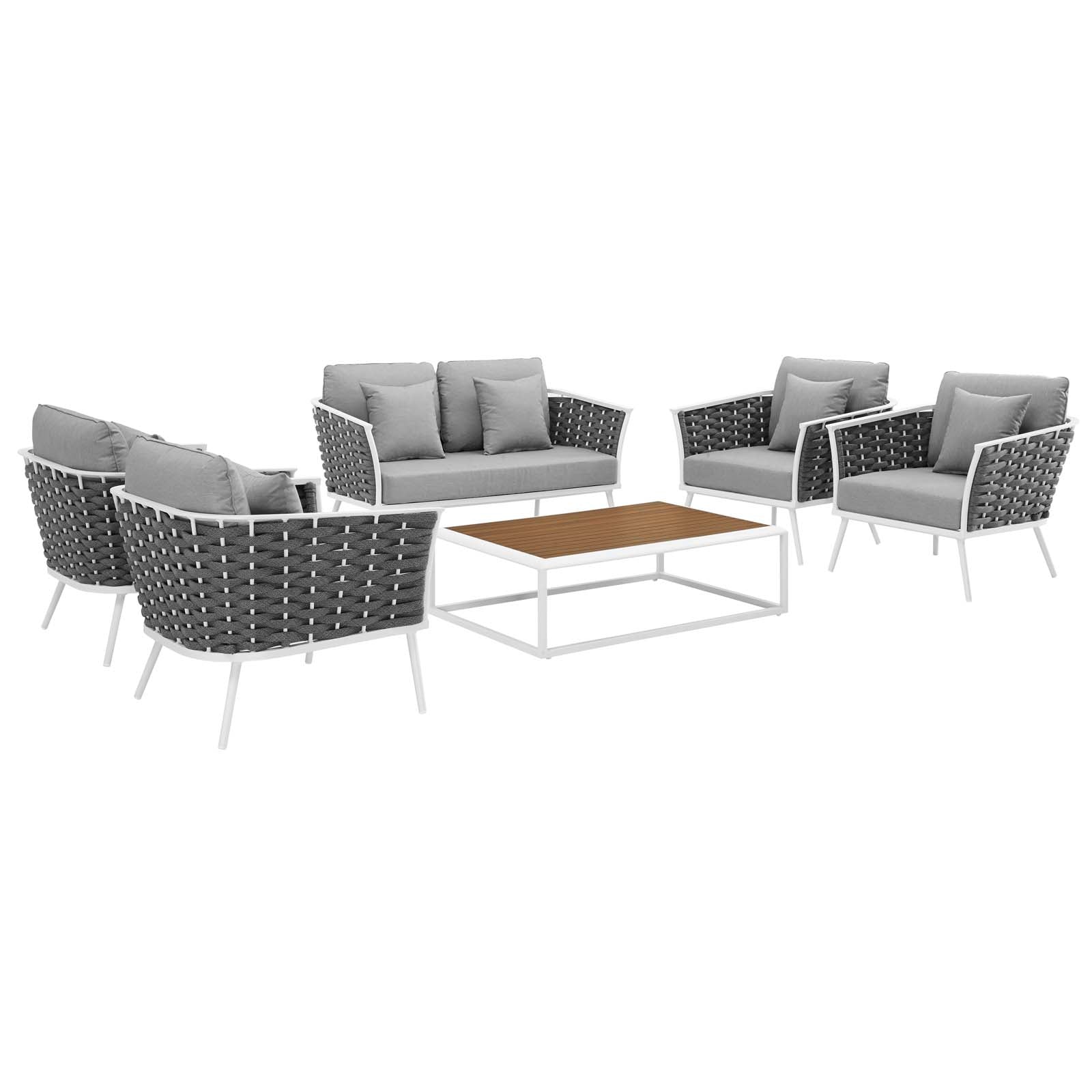 Stance 6 Piece Outdoor Patio Aluminum Sectional Sofa Set - East Shore Modern Home Furnishings