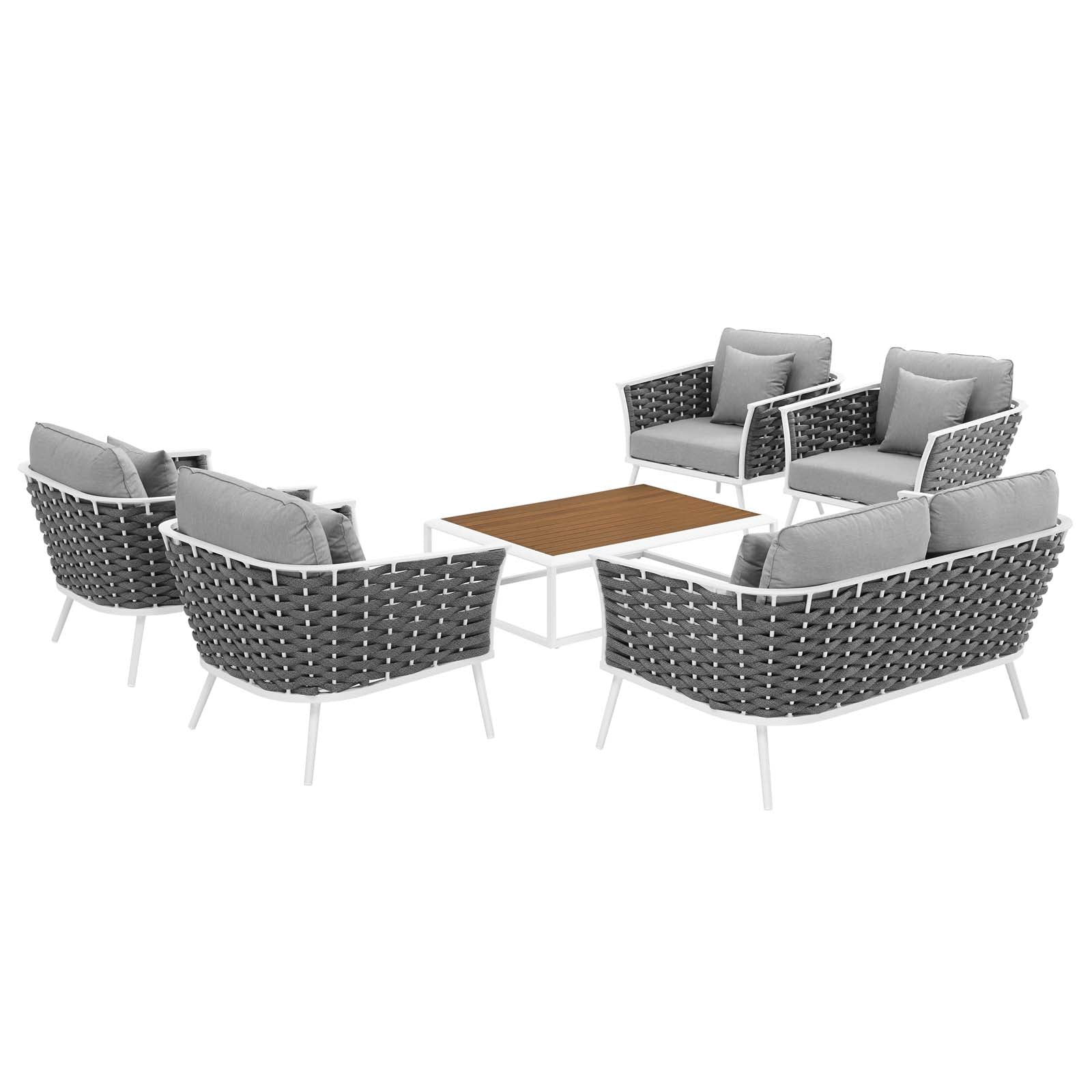 Stance 6 Piece Outdoor Patio Aluminum Sectional Sofa Set - East Shore Modern Home Furnishings