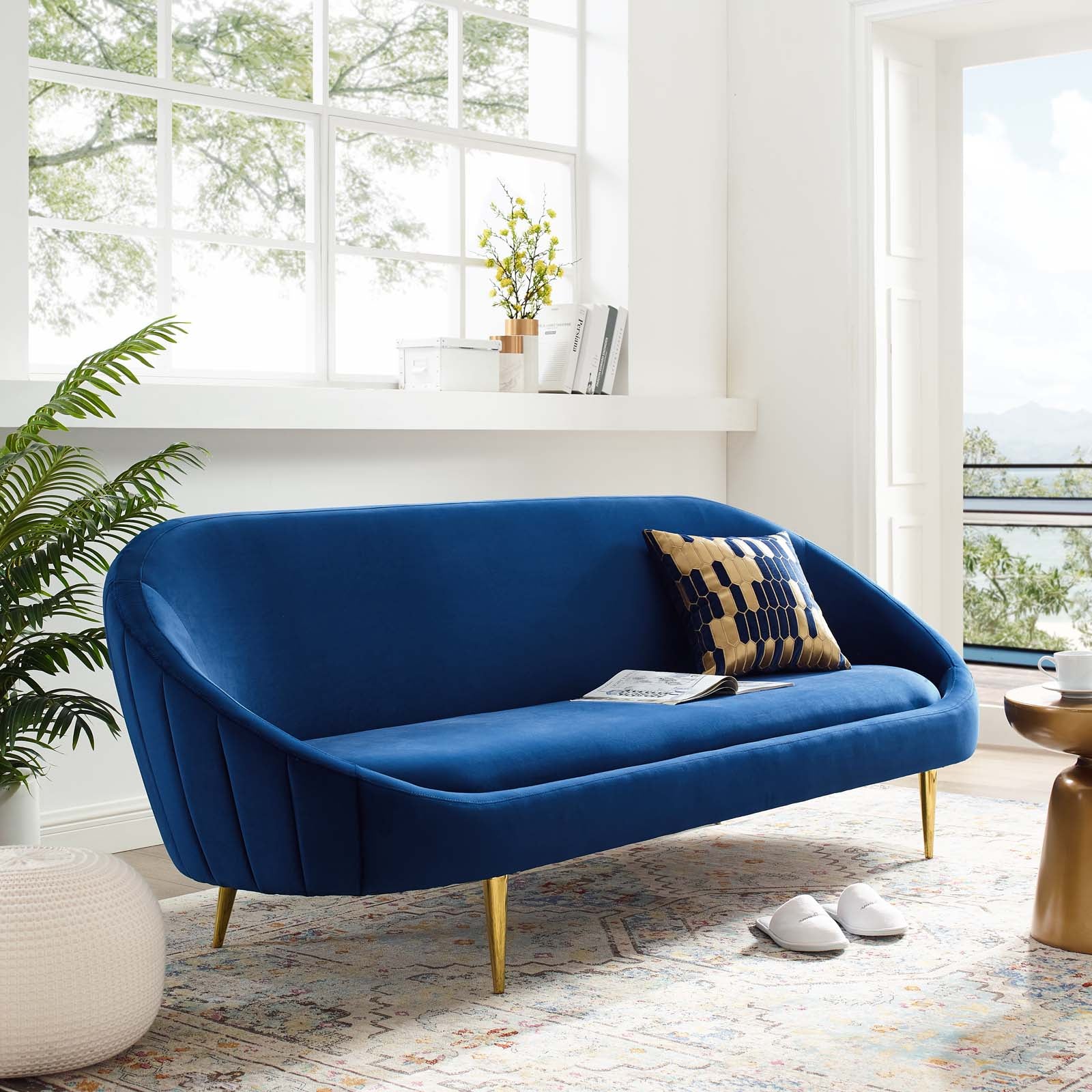 Modway resolute curved performance deals velvet sofa