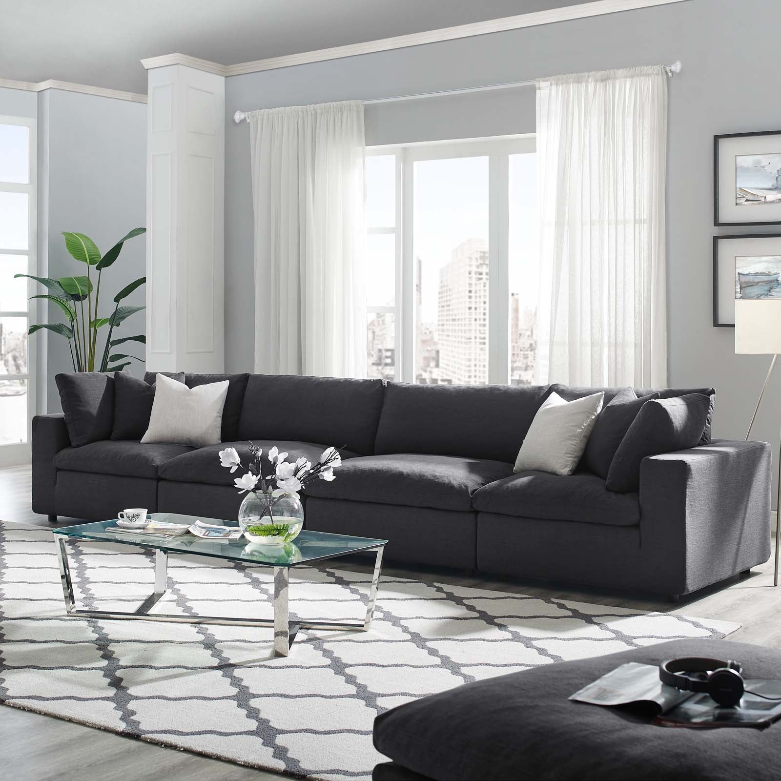 Commix Down Filled Overstuffed 4 Piece Sectional Sofa Set - East Shore Modern Home Furnishings