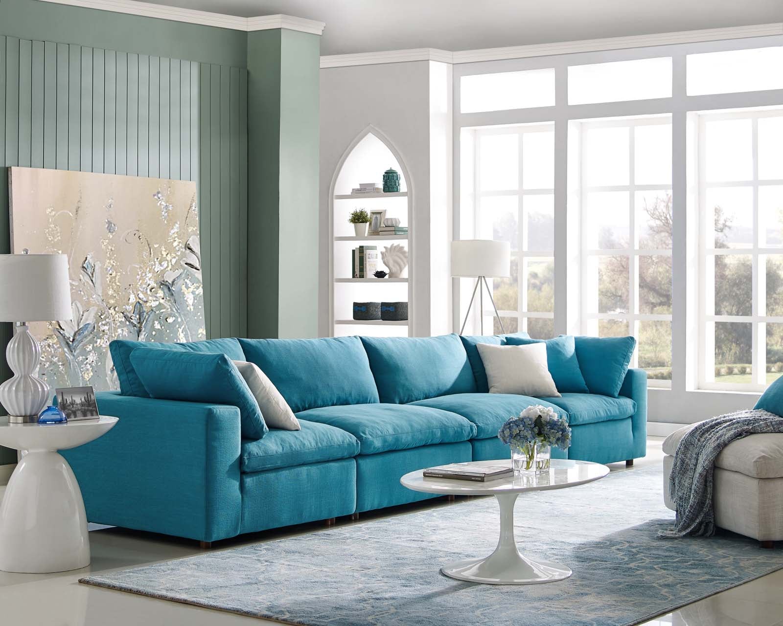 Commix Down Filled Overstuffed 4 Piece Sectional Sofa Set - East Shore Modern Home Furnishings