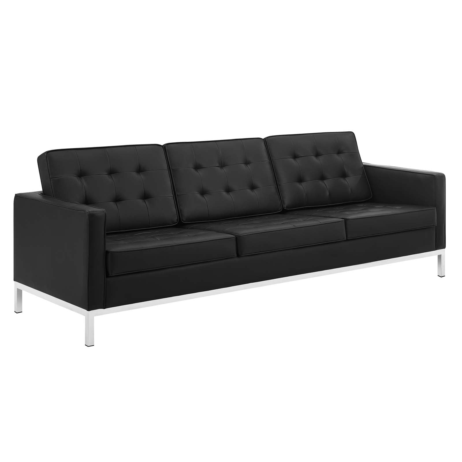 Tufted faux deals leather sofa