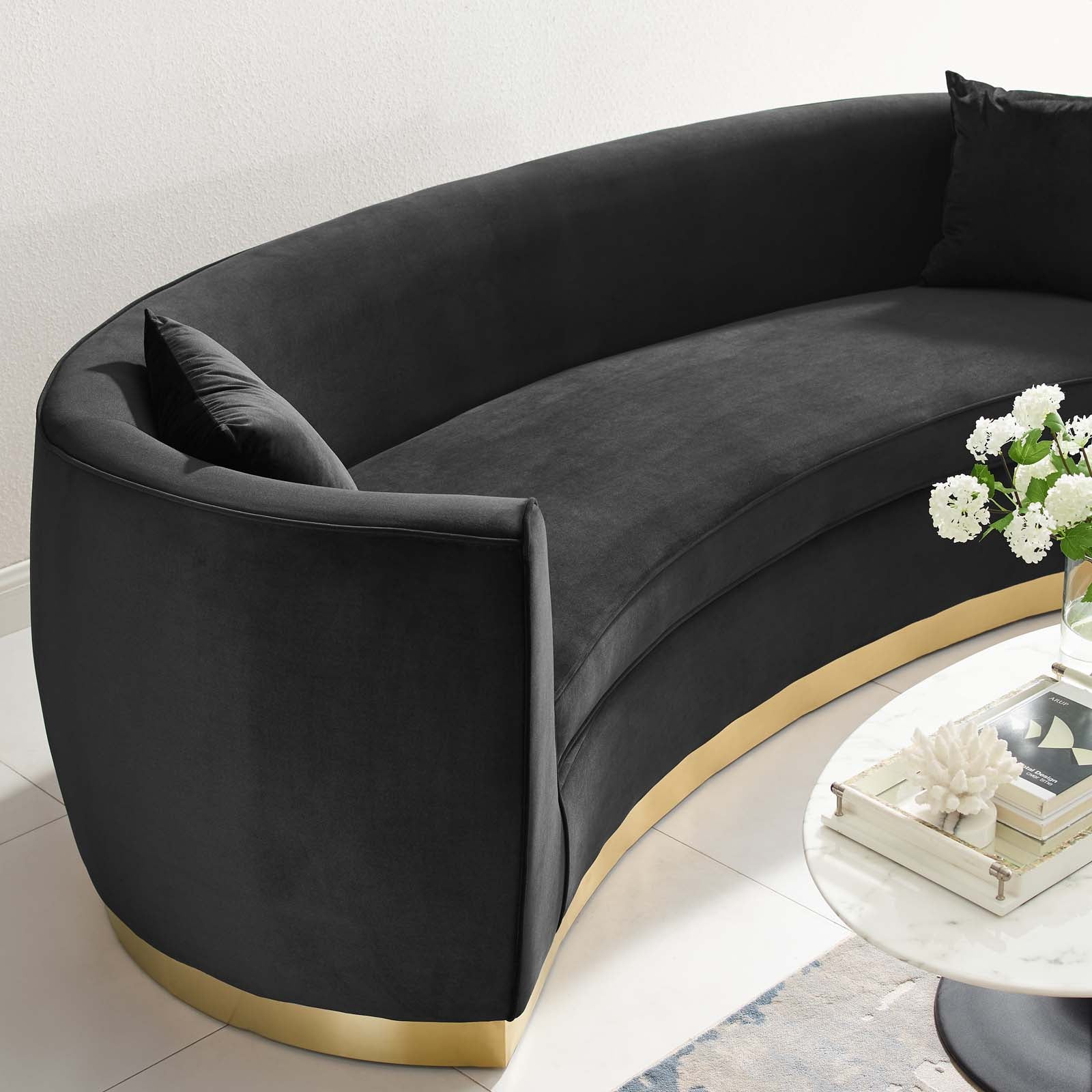 Resolute Curved Performance Velvet Sofa - East Shore Modern Home Furnishings