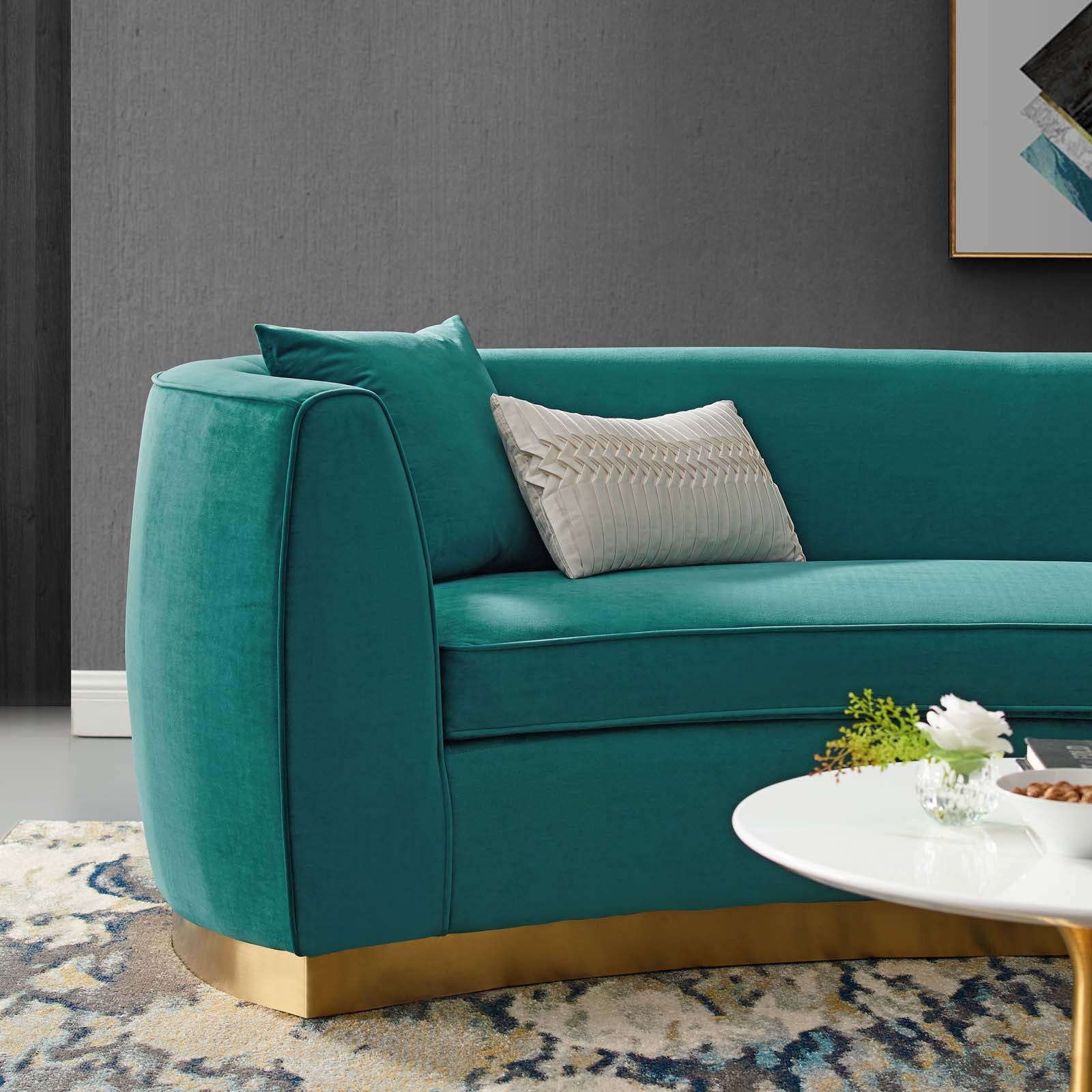 Resolute Curved Performance Velvet Sofa - East Shore Modern Home Furnishings