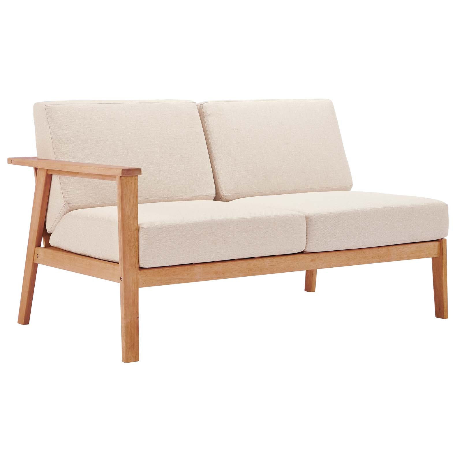 Sedona Outdoor Patio Eucalyptus Wood Right-Facing Loveseat - East Shore Modern Home Furnishings