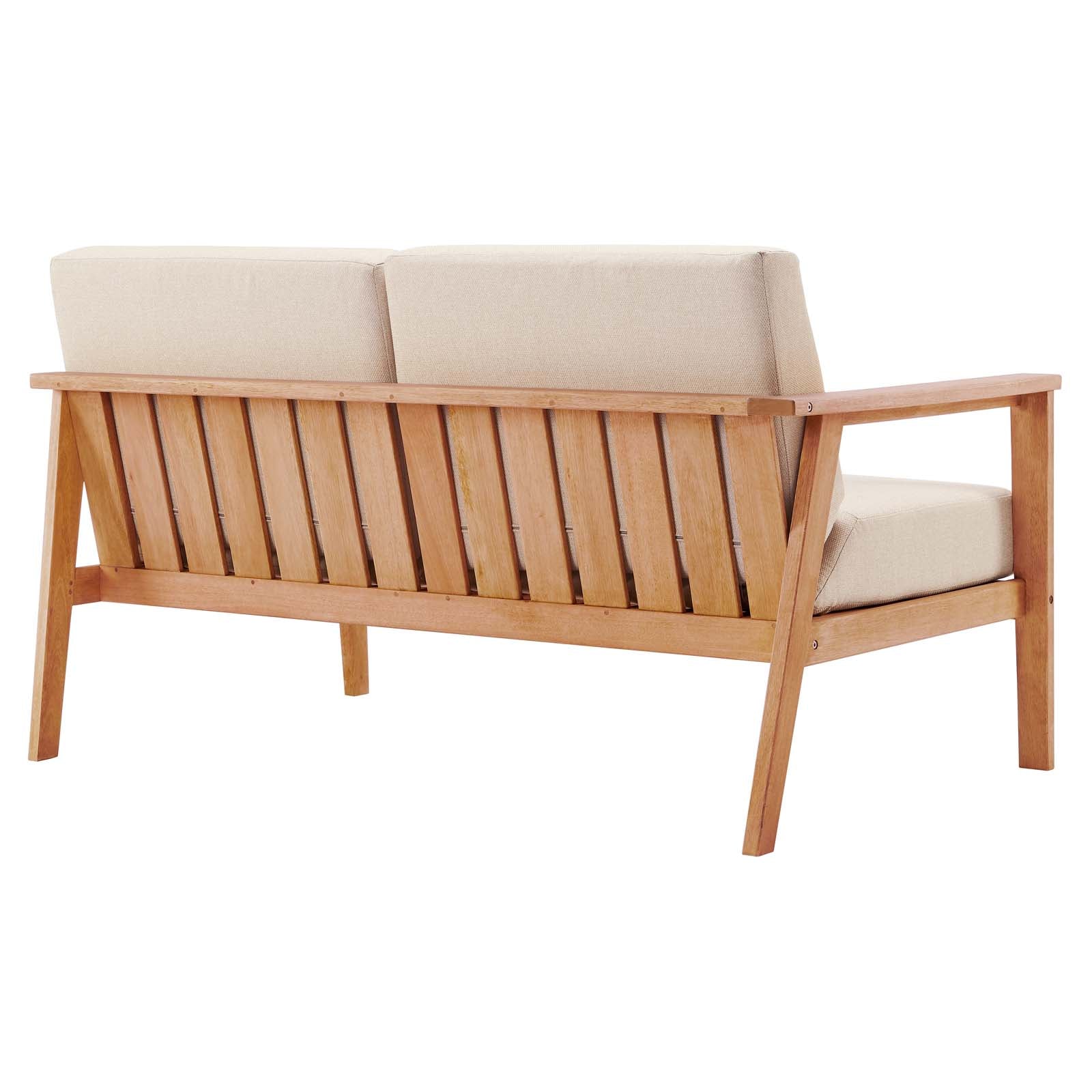 Sedona Outdoor Patio Eucalyptus Wood Right-Facing Loveseat - East Shore Modern Home Furnishings