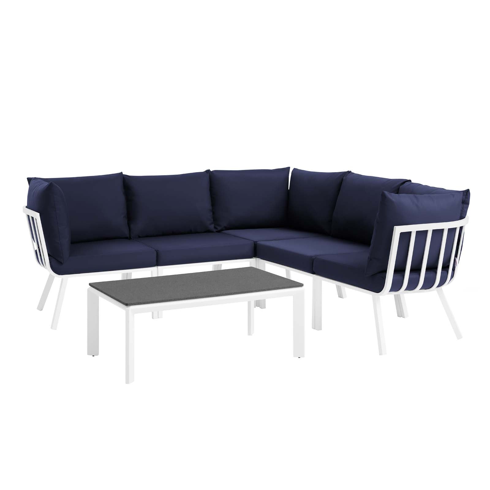 Riverside 6 Piece Outdoor Patio Aluminum Set - East Shore Modern Home Furnishings