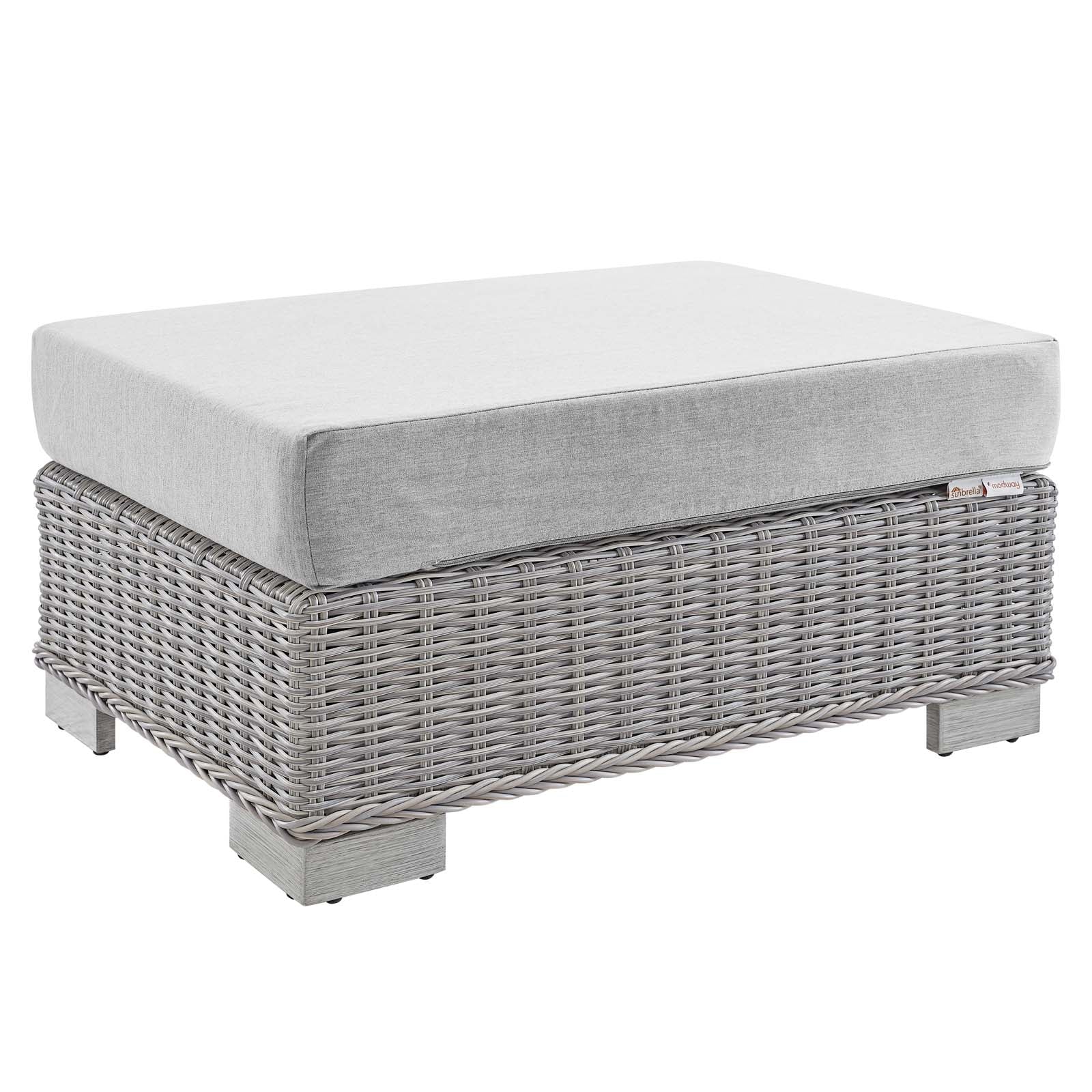 Conway Sunbrella® Outdoor Patio Wicker Rattan Ottoman - East Shore Modern Home Furnishings