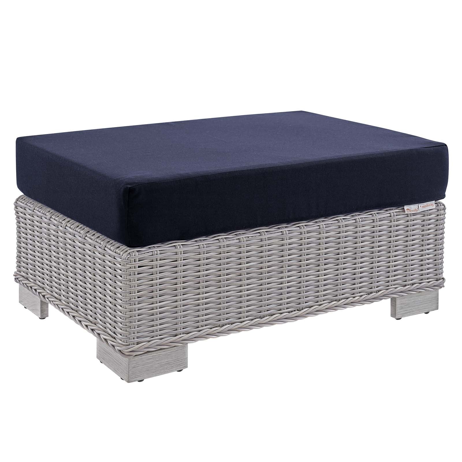 Conway Sunbrella® Outdoor Patio Wicker Rattan Ottoman - East Shore Modern Home Furnishings