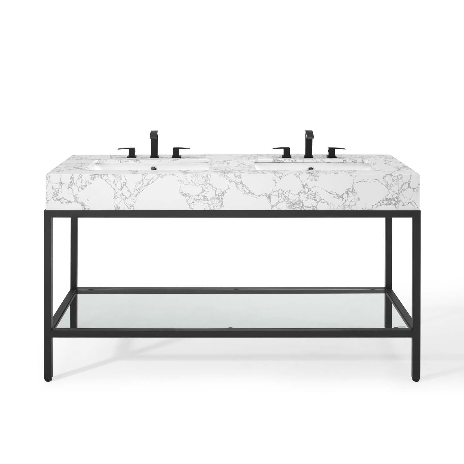 Kingsley 60" Black Stainless Steel Bathroom Vanity - East Shore Modern Home Furnishings