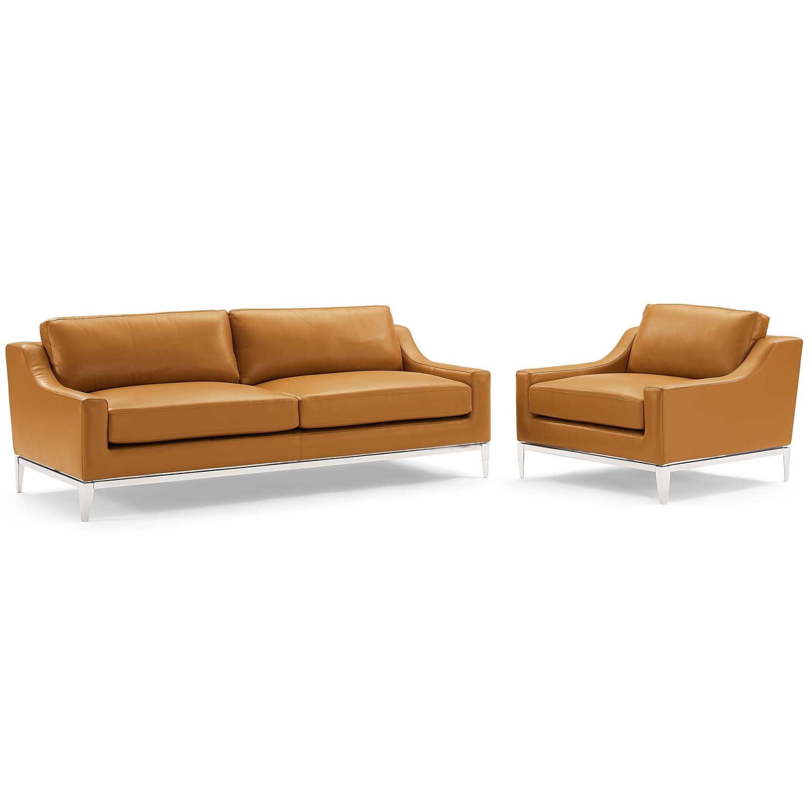 Leather sofa best sale and armchair set