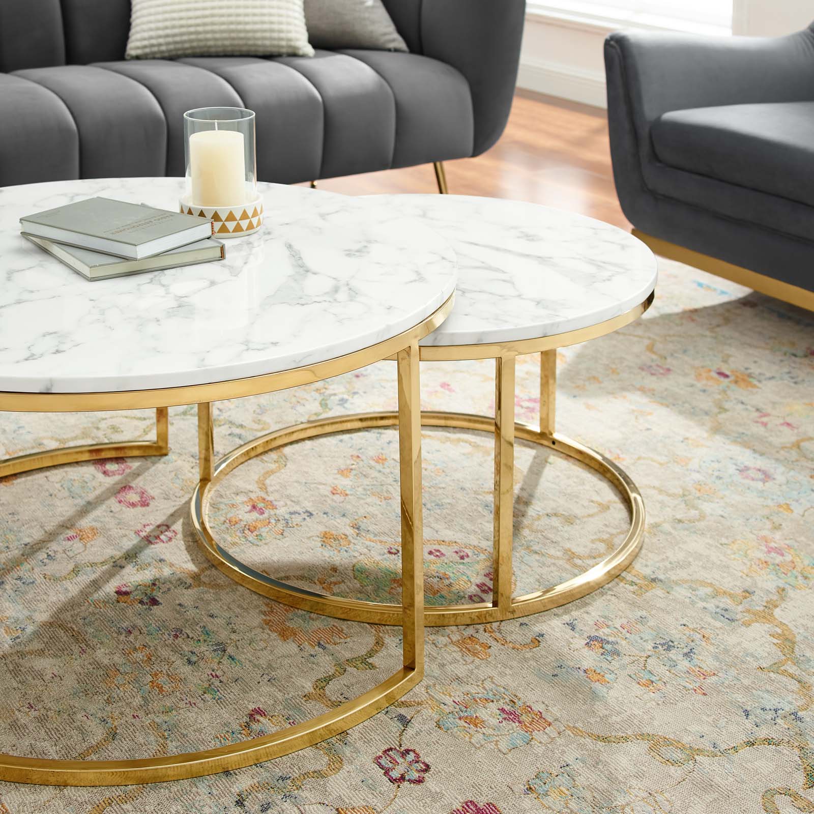 Ravenna Artificial Marble Nesting Coffee Table - East Shore Modern Home Furnishings