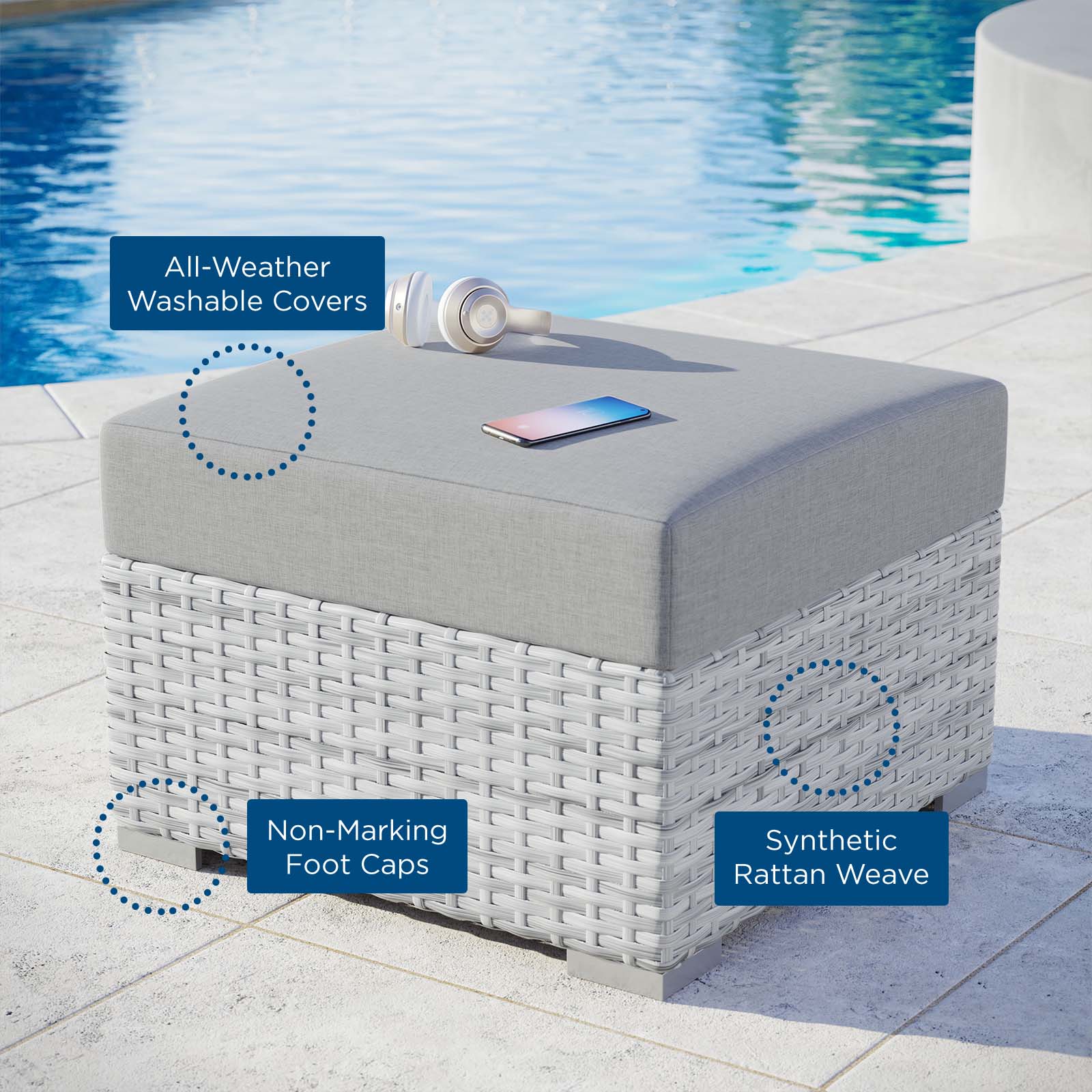 Convene Outdoor Patio Ottoman - East Shore Modern Home Furnishings