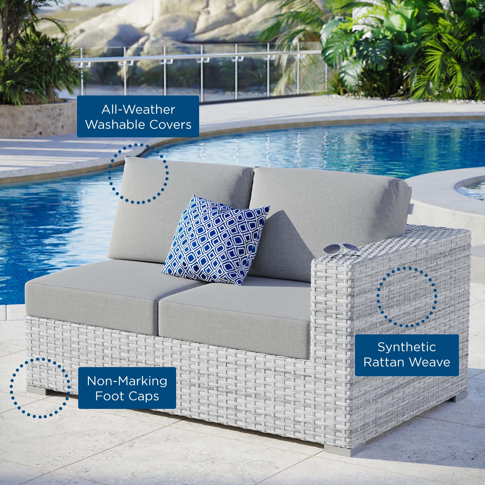 Convene Outdoor Patio Right-Arm Loveseat - East Shore Modern Home Furnishings