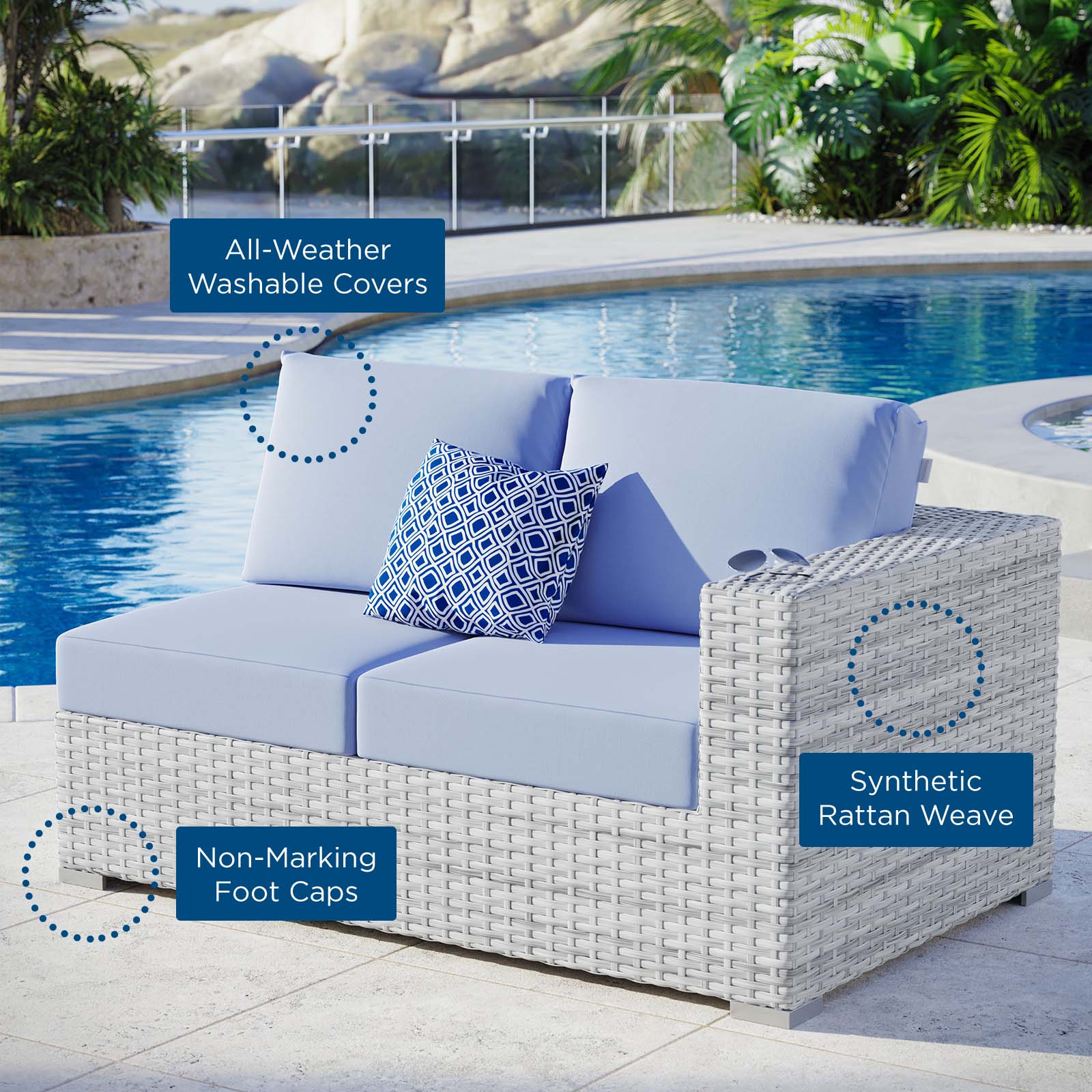 Convene Outdoor Patio Right-Arm Loveseat - East Shore Modern Home Furnishings