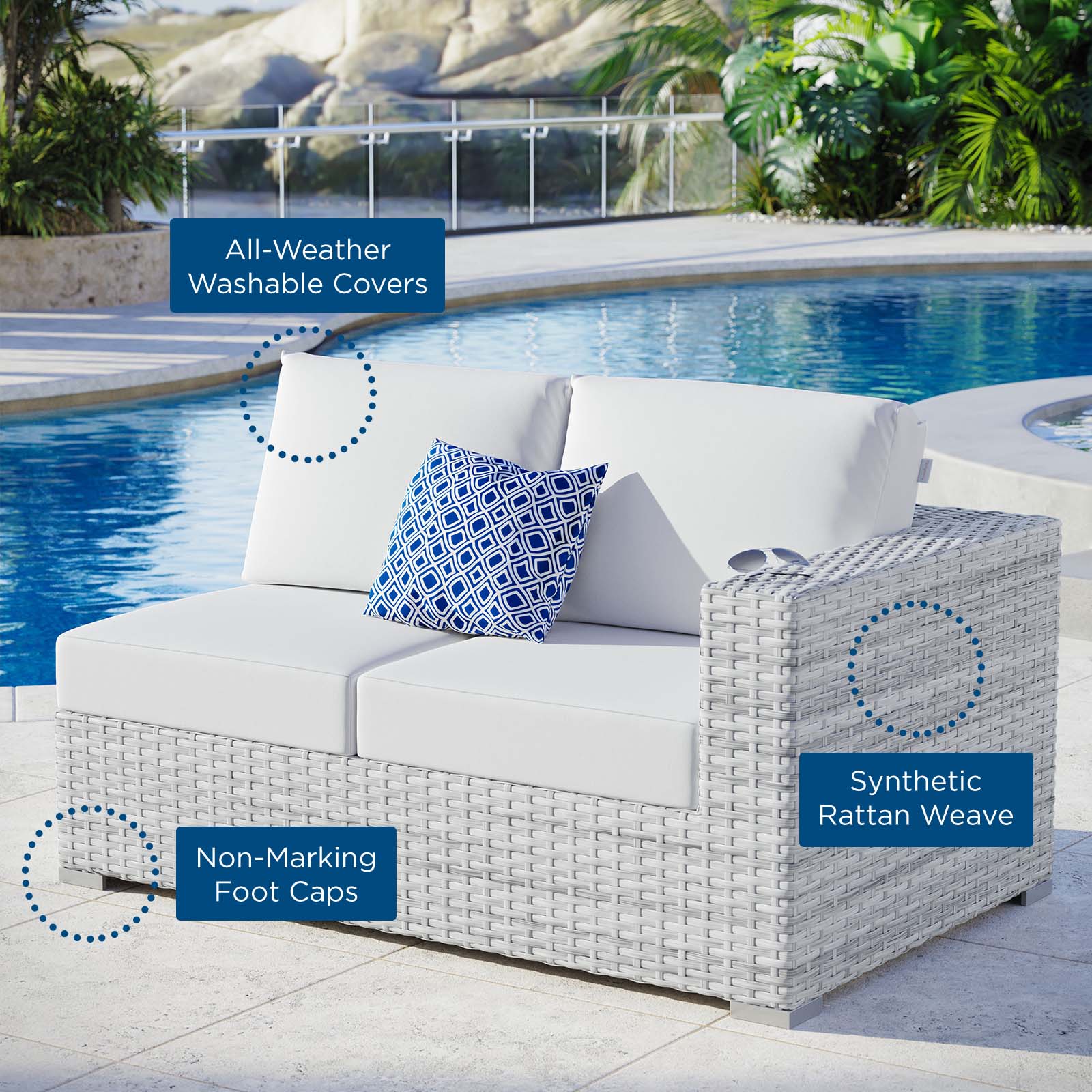 Convene Outdoor Patio Right-Arm Loveseat - East Shore Modern Home Furnishings