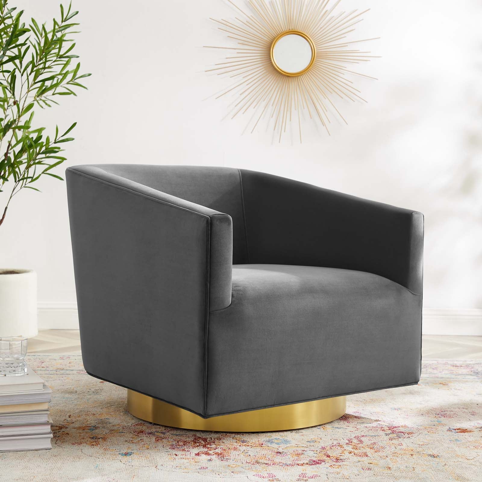 Twist Accent Lounge Performance Velvet Swivel Chair - East Shore Modern Home Furnishings