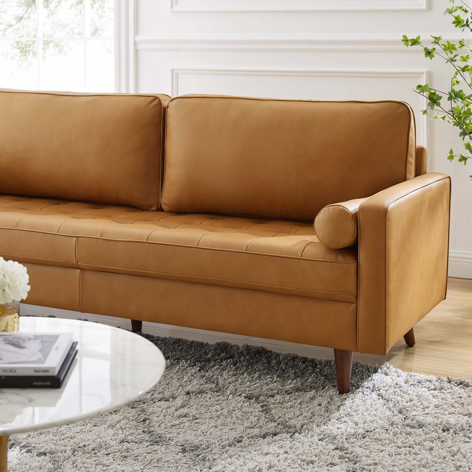 Valour upholstered faux leather shop sofa