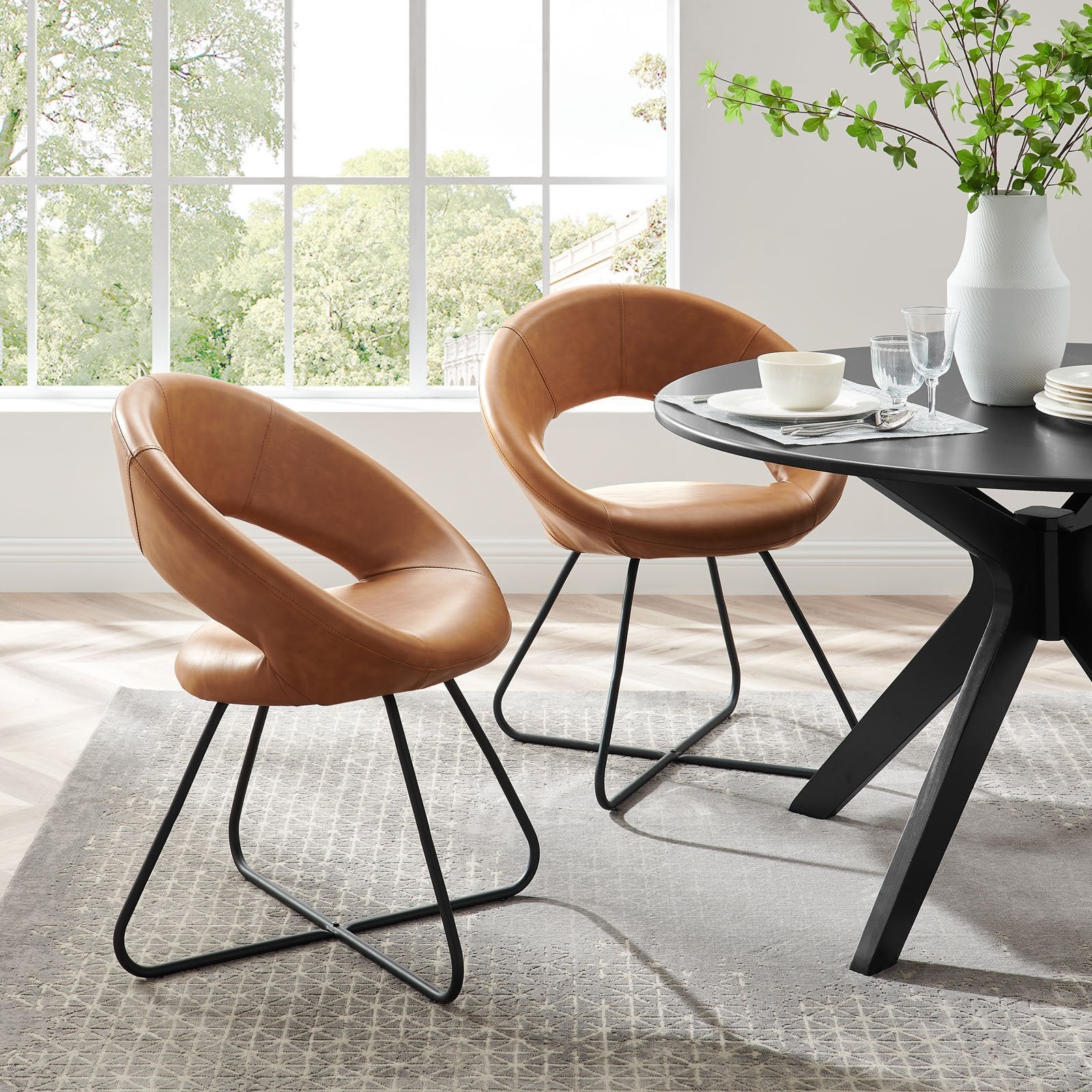 Nouvelle Vegan Leather Dining Chair Set of 2 - East Shore Modern Home Furnishings