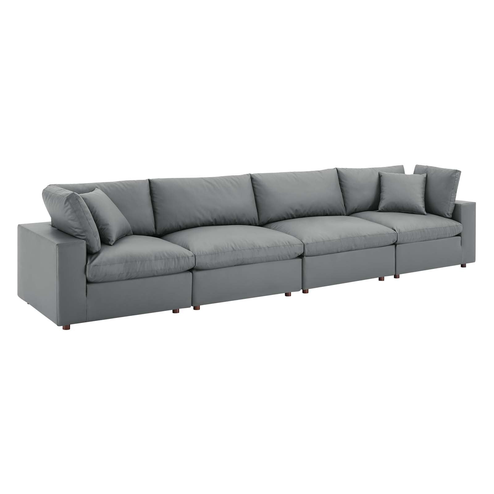 Commix Down Filled Overstuffed Vegan Leather 4-Seater Sofa - East Shore Modern Home Furnishings