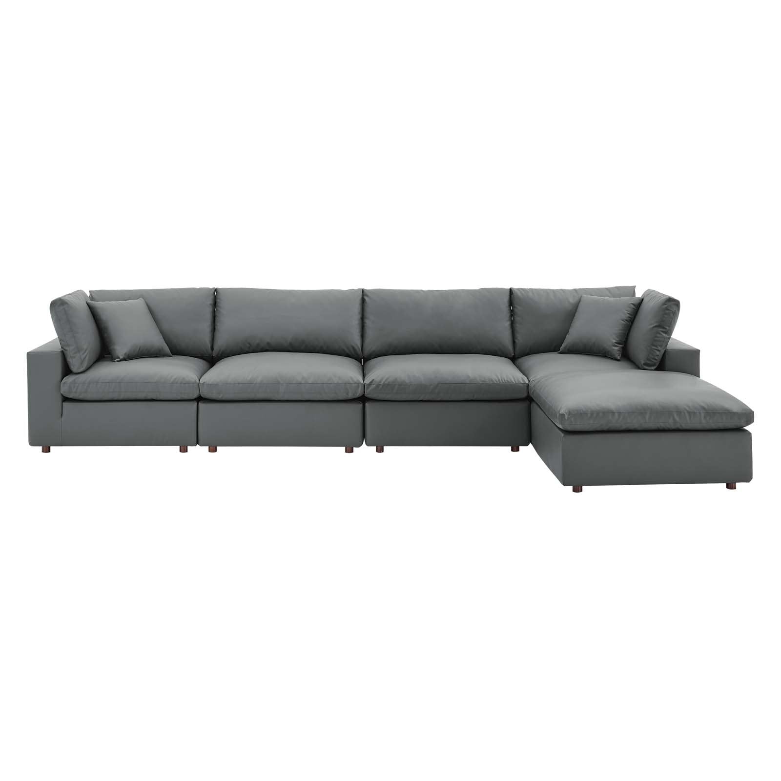 Commix Down Filled Overstuffed Vegan Leather 5-Piece Sectional Sofa - East Shore Modern Home Furnishings