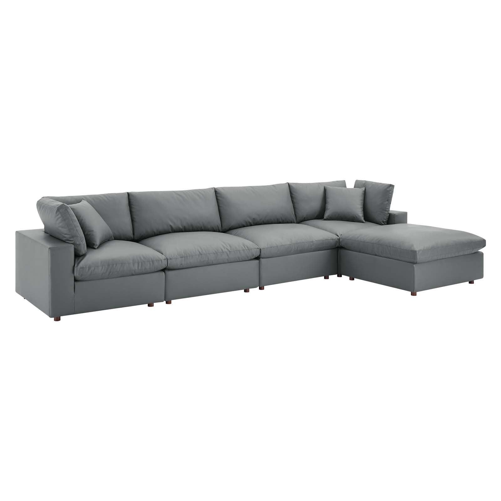 Commix Down Filled Overstuffed Vegan Leather 5-Piece Sectional Sofa - East Shore Modern Home Furnishings